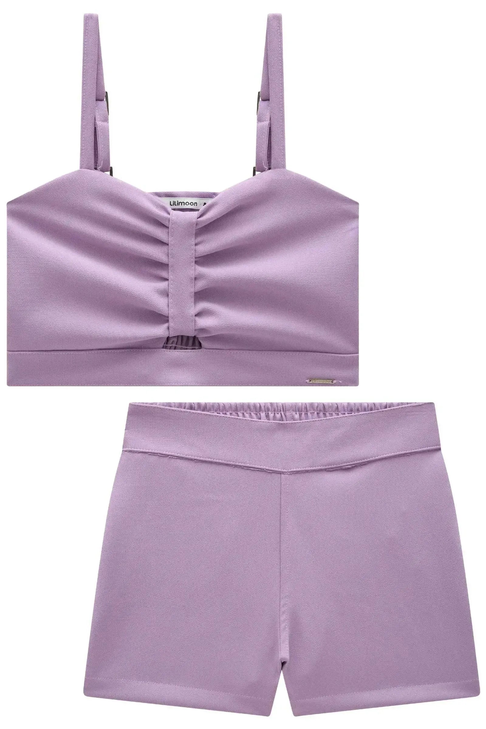 Conjunto de Top Cropped e Short Saia em Alfaiataria Span 85387 Lilimoon Teen Menina