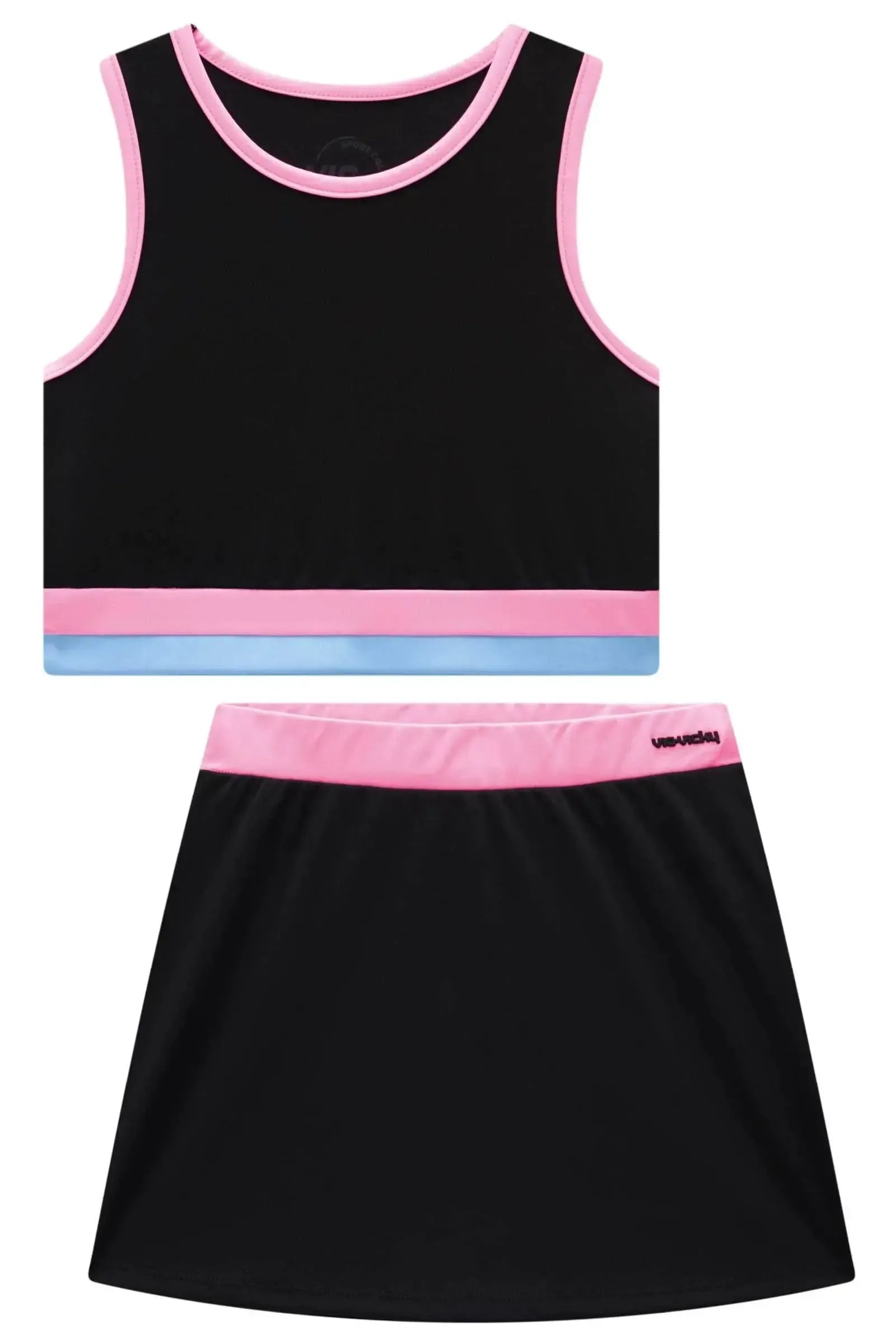 Conjunto de Top Cropped e Short Saia em Malha Poliamida UV50 96533 Vic&Vicky Teen Menina