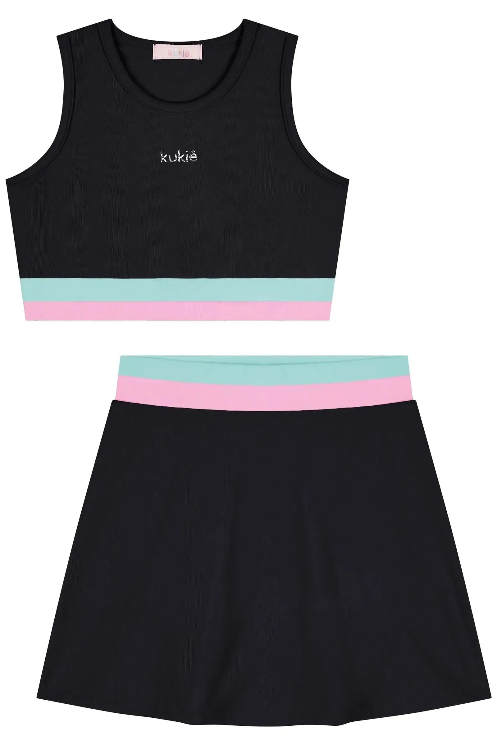 Conjunto de Top Cropped e Short Saia em Poliamida 86747 Kukiê Infantil Menina