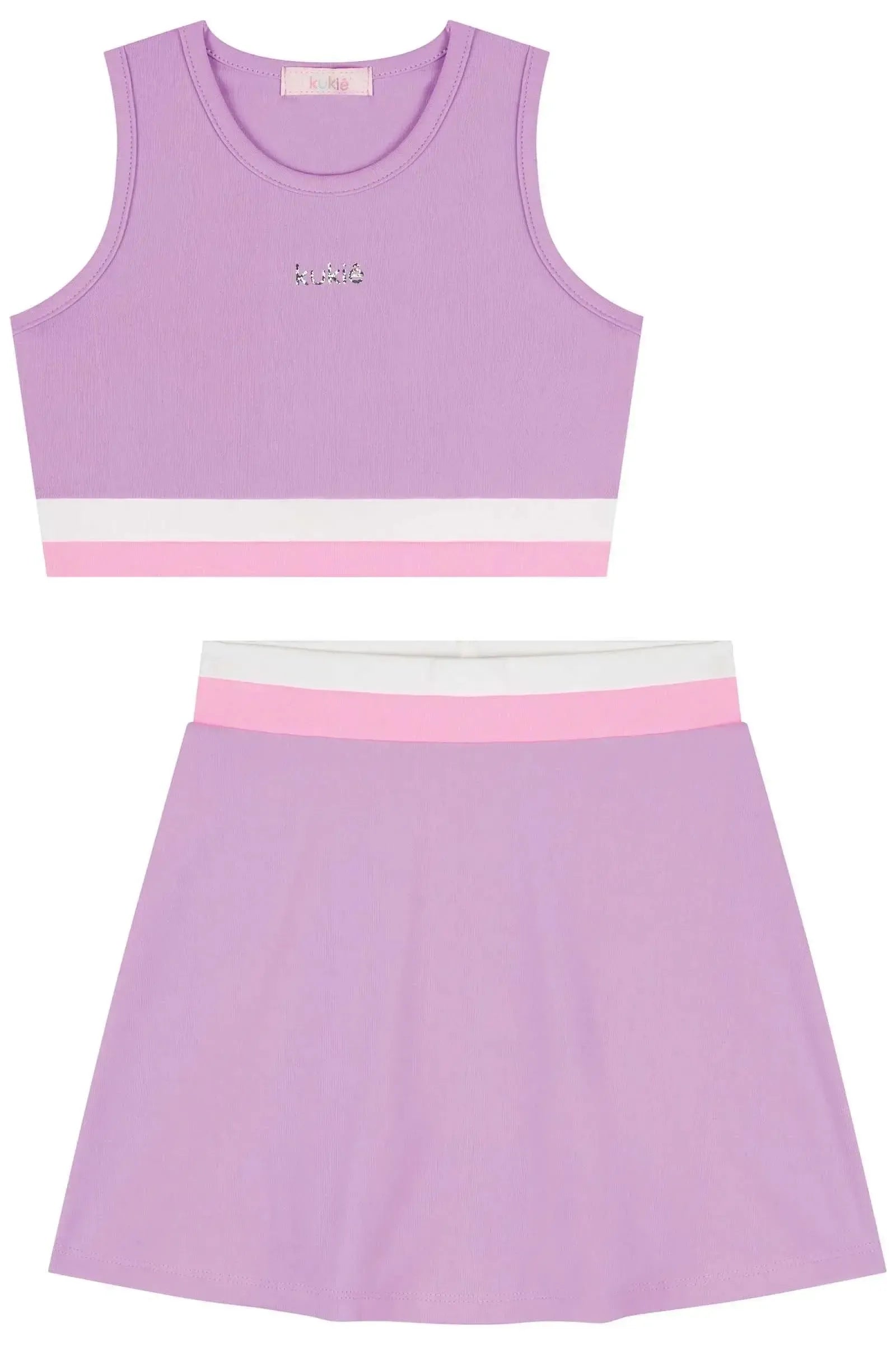 Conjunto de Top Cropped e Short Saia em Poliamida 86747 Kukiê Infantil Menina