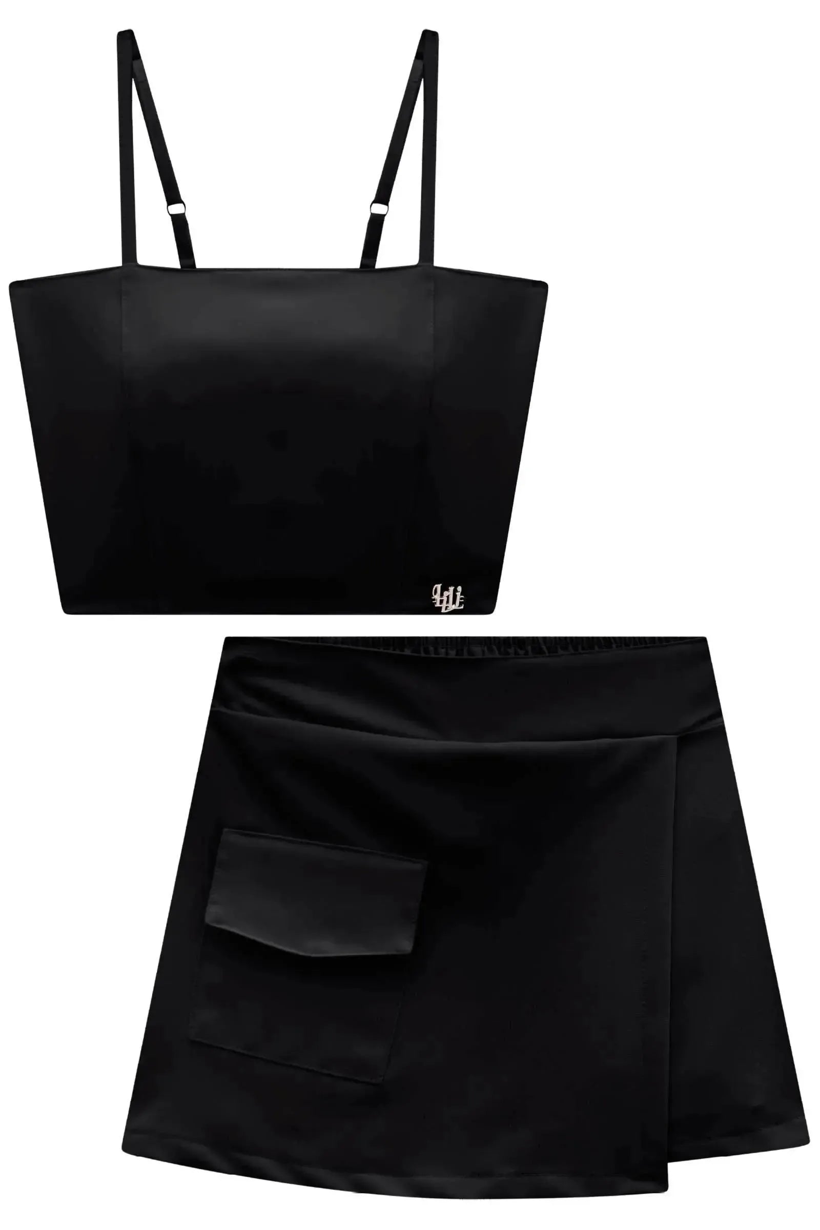Conjunto de Top Cropped e Short Saia em Tecido Plano de Viscose 83817 Lilimoon Teen Menina