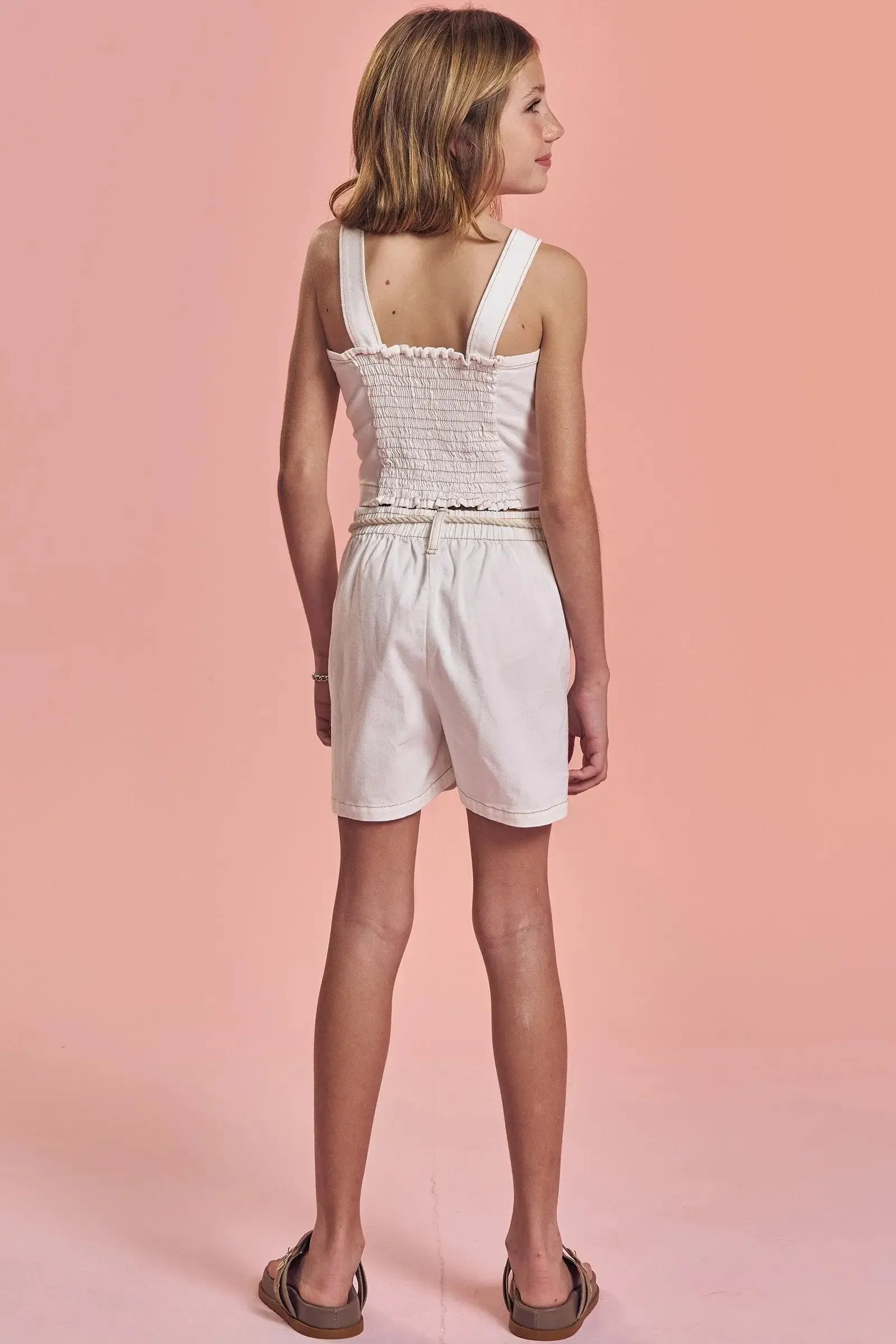 Conjunto de Top Cropped e Shorts em Sarja com Elastano 92676 Lilimoon Teen Menina