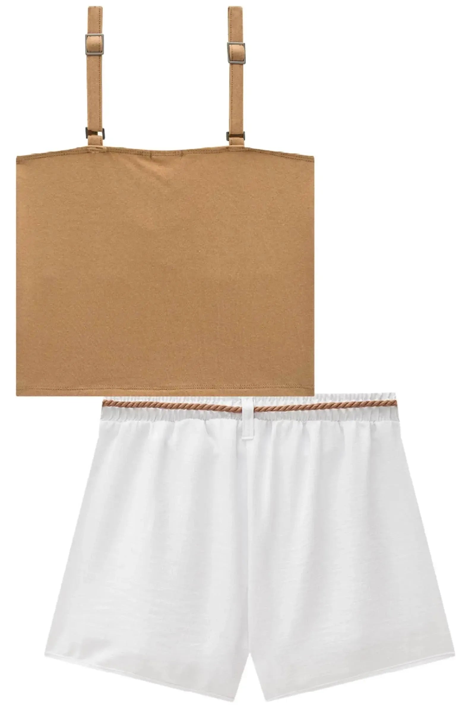 Conjunto de Top Cropped em Cotton e Shorts em New Linen 85199 Vic&Vicky Teen Menina