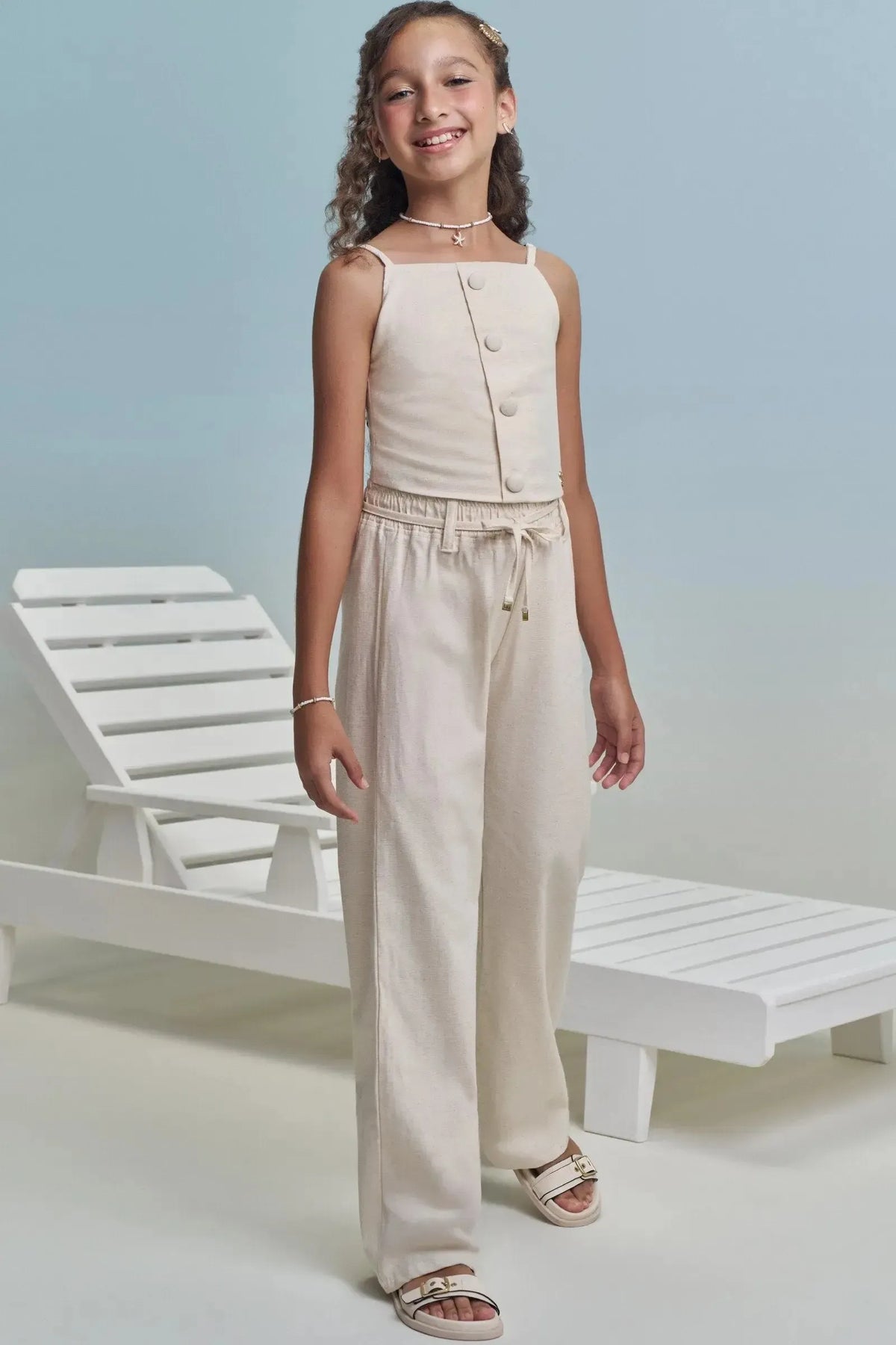 Conjunto de Top e Calça em Linho Santorini 99457 Lilimoon Teen Menina