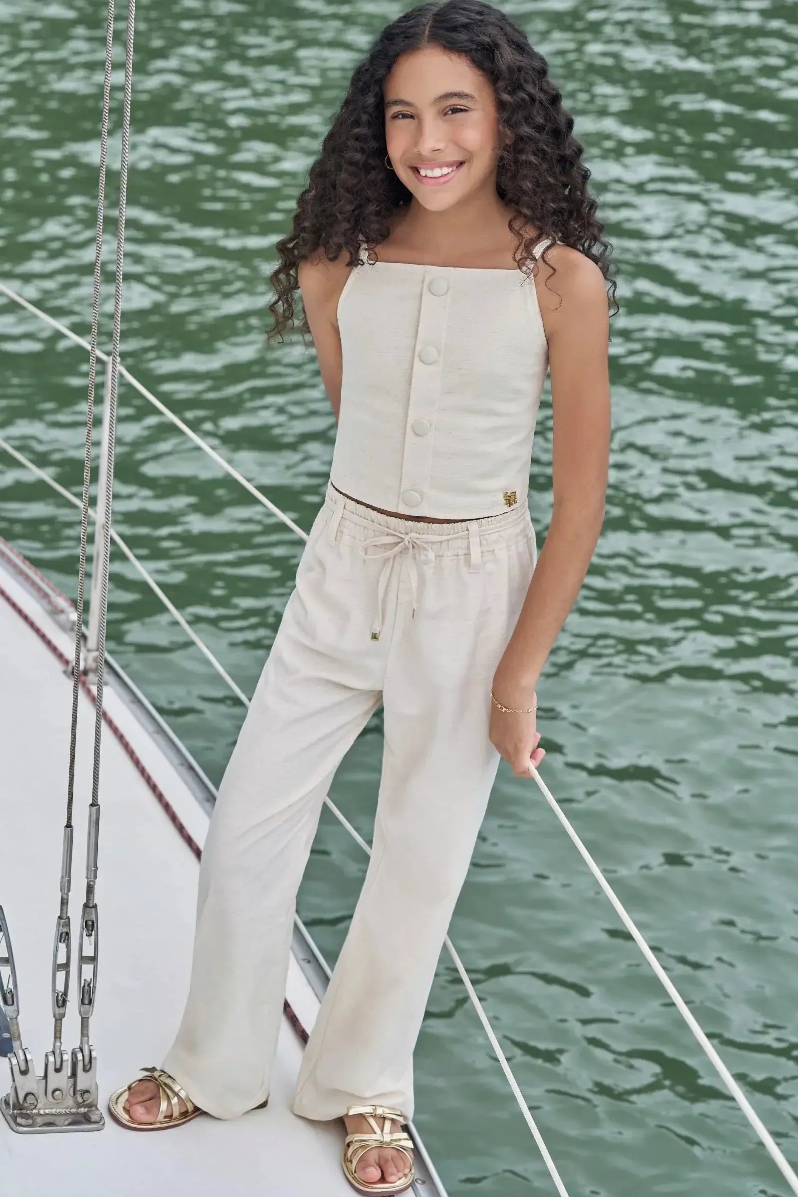 Conjunto de Top e Calça em Linho Santorini 99457 Lilimoon Teen Menina