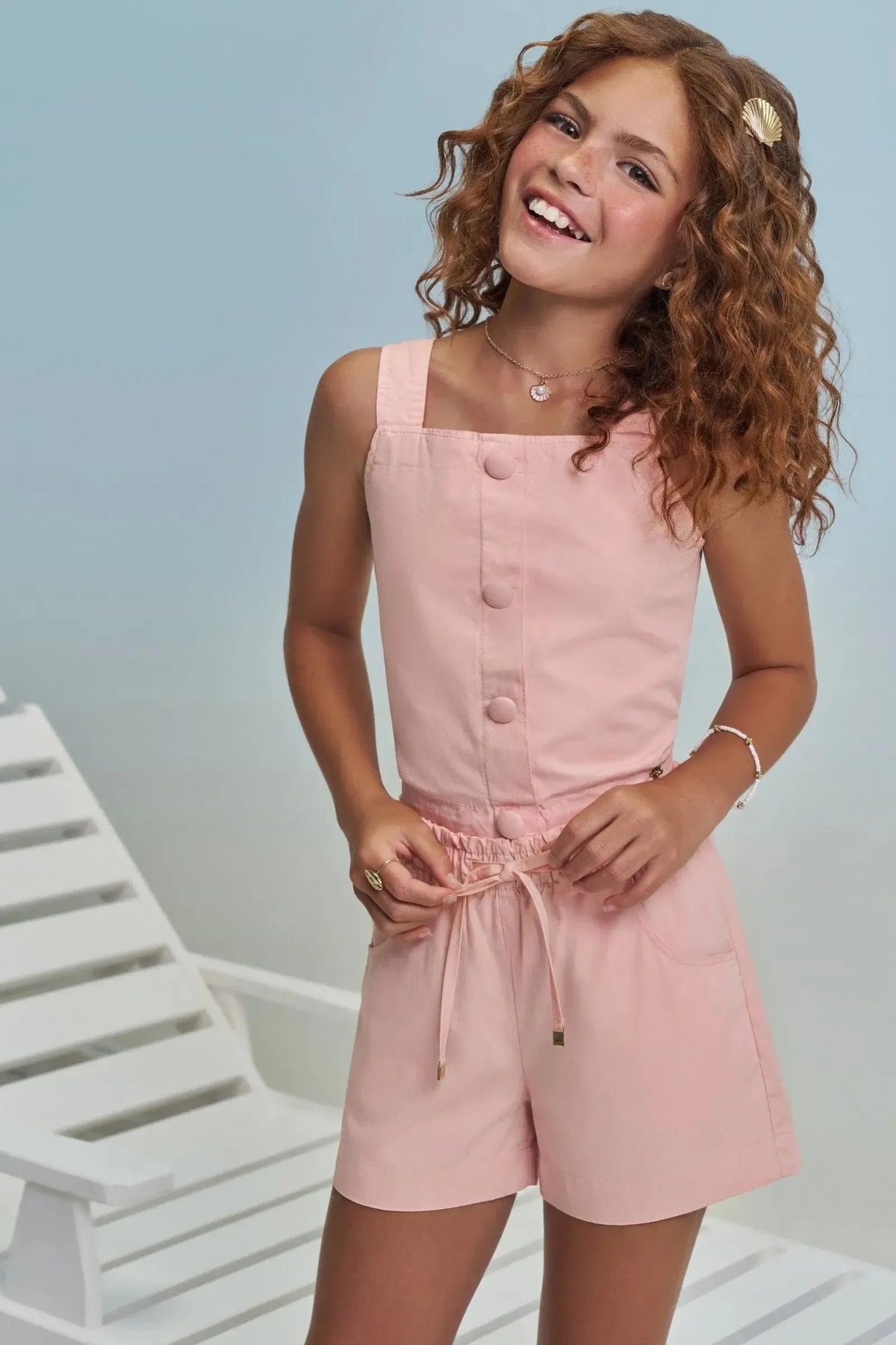 Conjunto de Top e Shorts em Sarja com Elastano 99317 Lilimoon Teen Menina