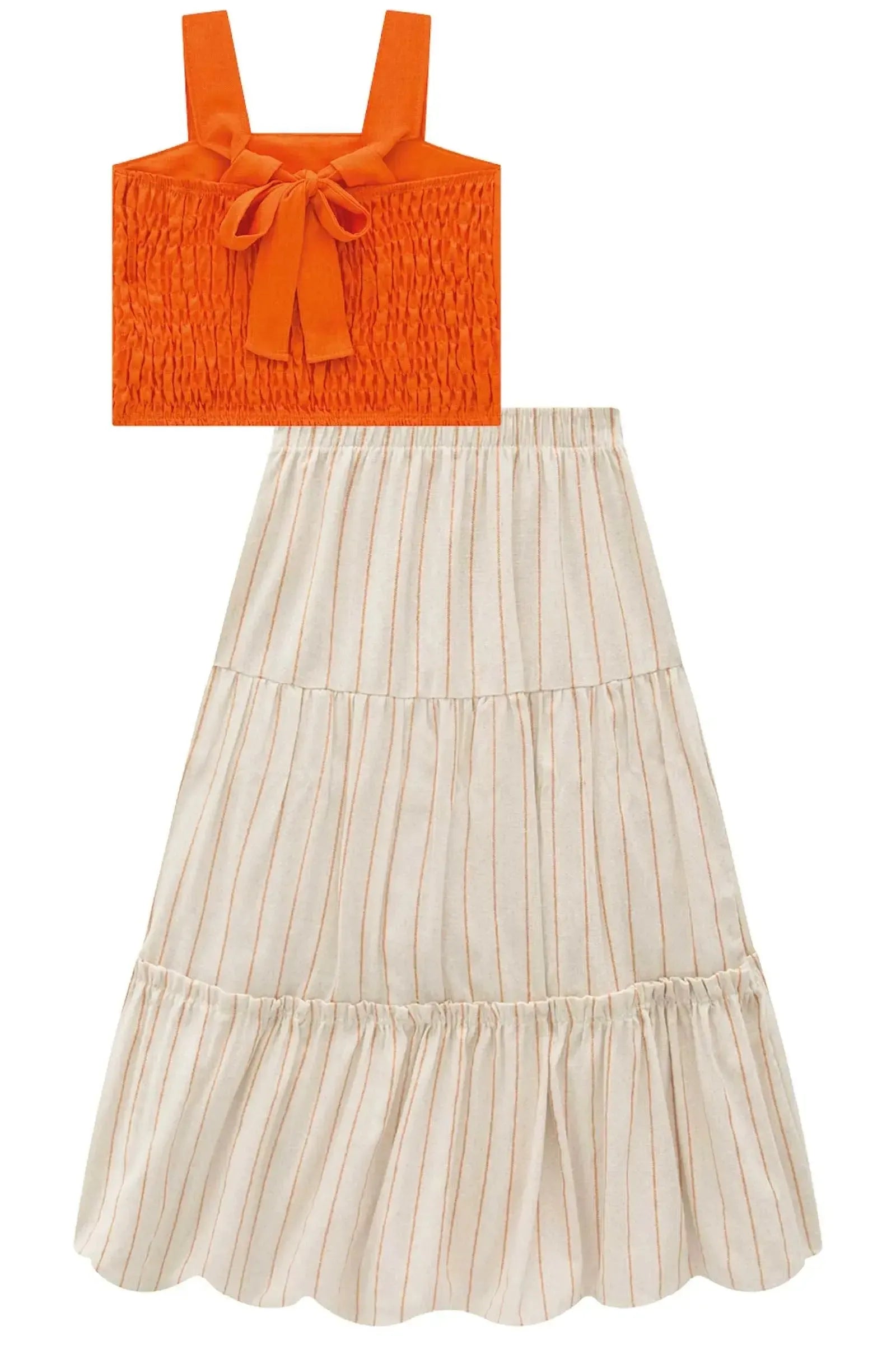 Conjunto de Top em Air Flow e Saia Midi em Linho Rayon 95511 Lilimoon Teen Menina