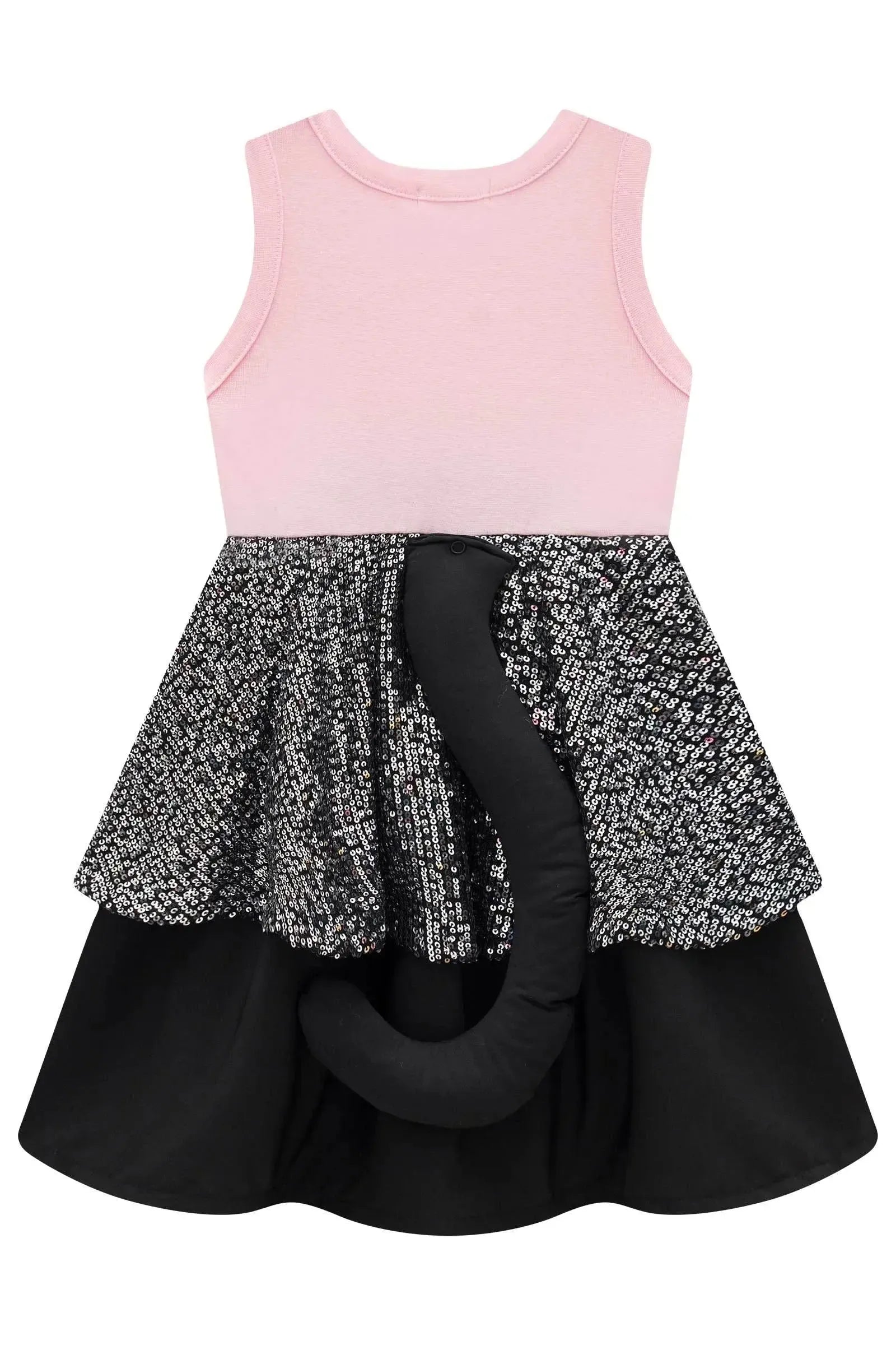 Fantasia de Gatinha (Vestido em Ribana e Paetê. Acompanha Arco e Rabo Removível) 99727 Kukiê Infantil Menina