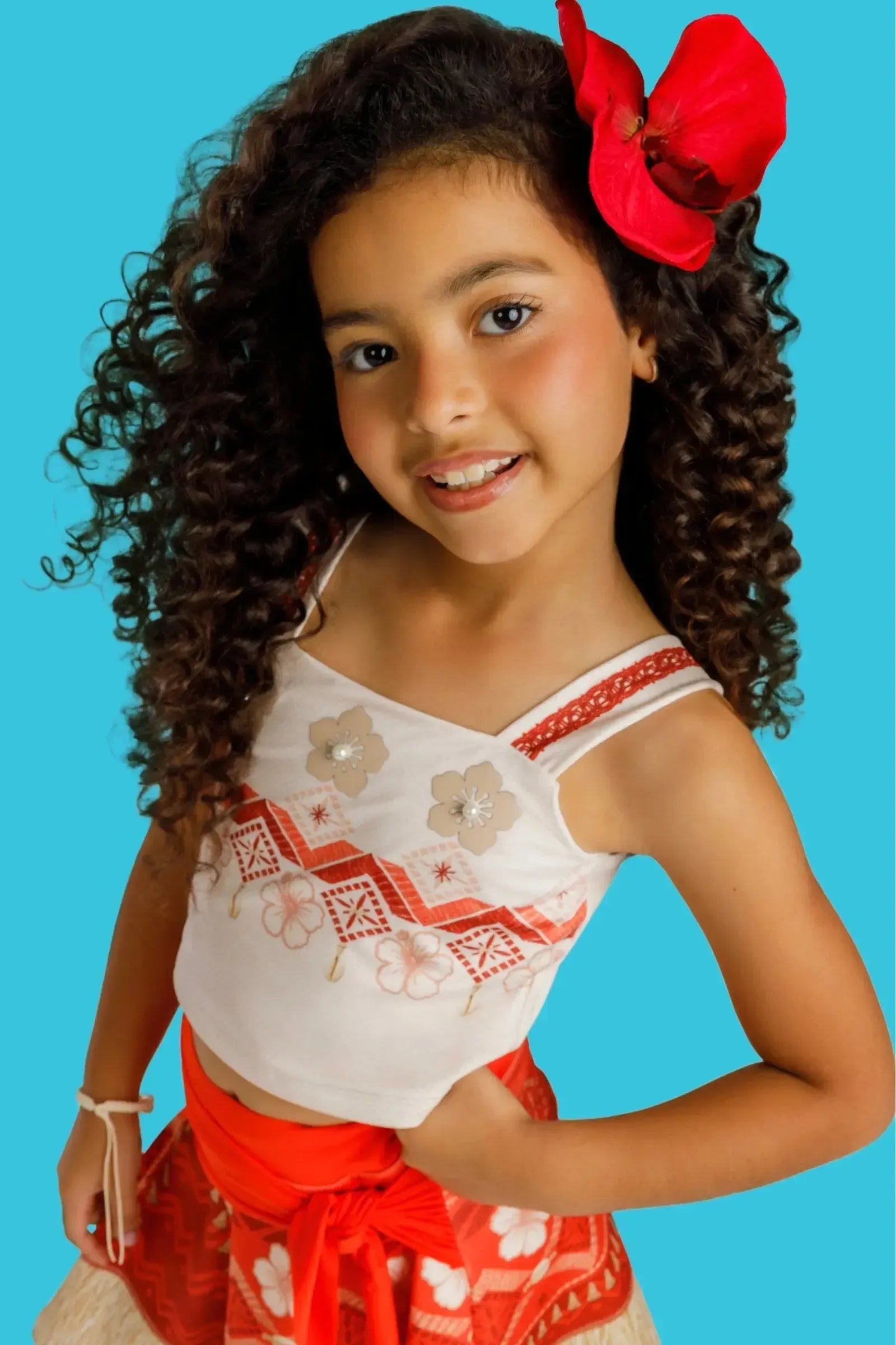 Fantasia de Havaiana (Cropped em Malha Uv e Saia em Fly Tech com Shorts Embutido) 97604 Kukiê Infantil Menina