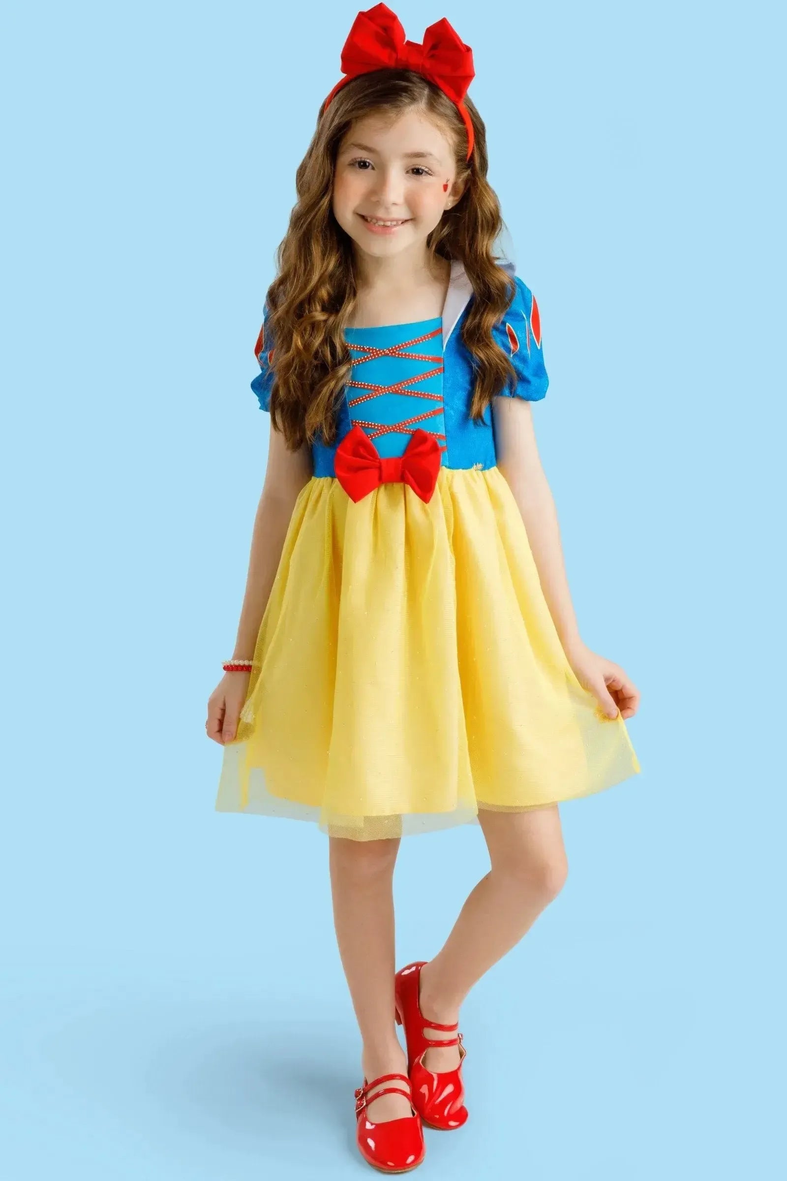 Fantasia de Princesa Branca Das Neves. (Vestido em Malha UV e Tule) 97602 Kukiê Infantil Menina