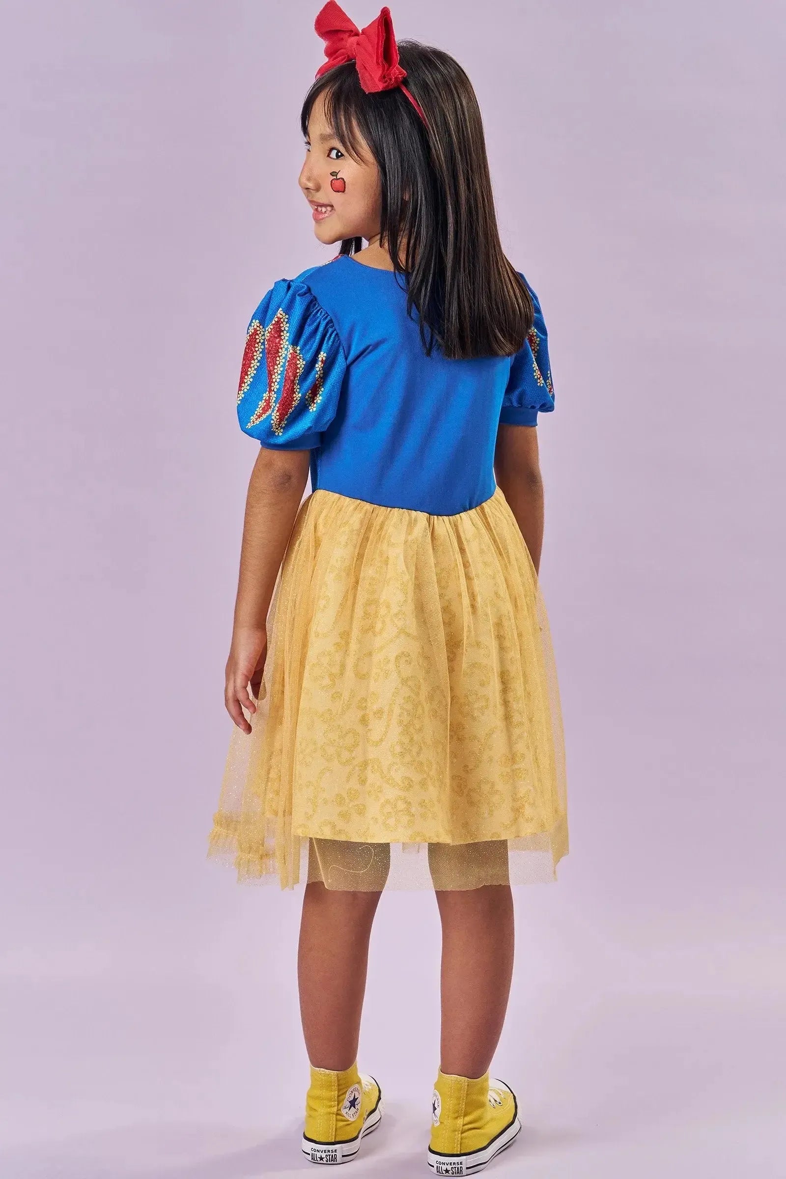 Fantasia de Princesa Branca Das Neves (Vestido em Malha UV e Tule Brilho) 85881 Kukiê Infantil Menina