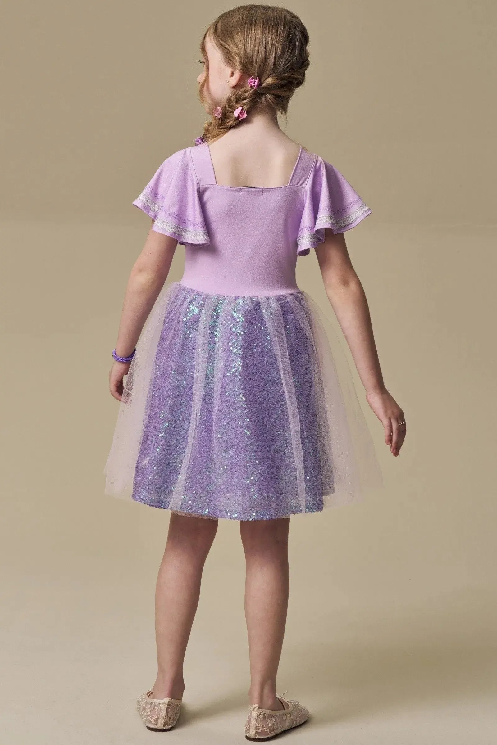 Fantasia de Princesa Da Torre em Malha UV Paetê e Tule. 97668 Infanti Infantil Menina