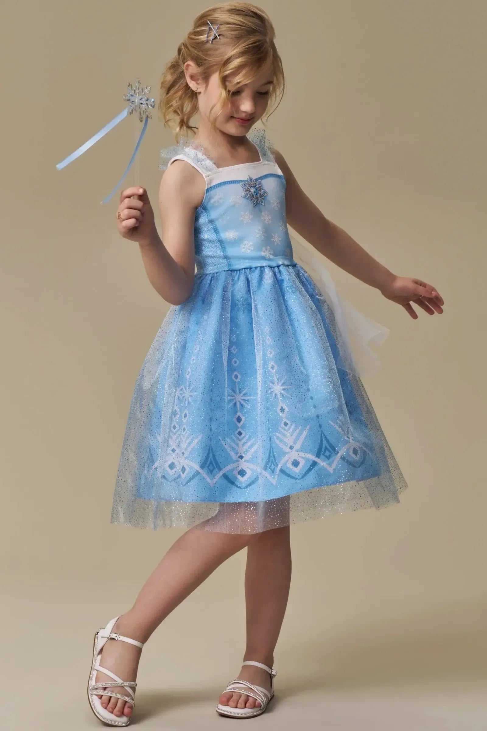 Fantasia de Princesa Do Gelo em Fly Tech e Organza Brilho. Acompanha Varinha 97390 Infanti Infantil Menina
