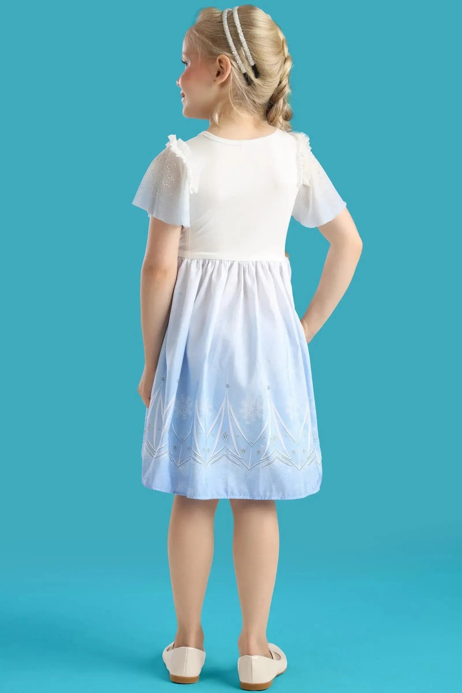 Fantasia de Princesa Do Gelo (Vestido em Malha UV Malha Paetê e Tule Brilho) 97603 Kukiê Infantil Menina
