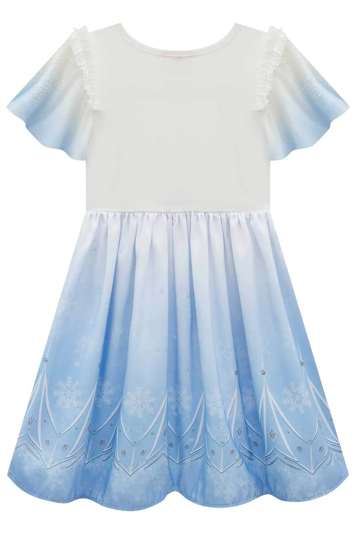 Fantasia de Princesa Do Gelo (Vestido em Malha UV Malha Paetê e Tule Brilho) 97603 Kukiê Infantil Menina