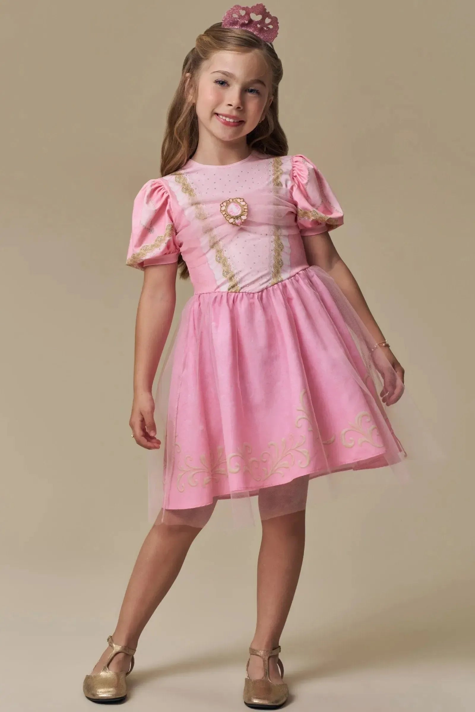 Fantasia de Princesa Sonhadora. Acompanha Tiara Coroa 97397 Infanti Infantil Menina