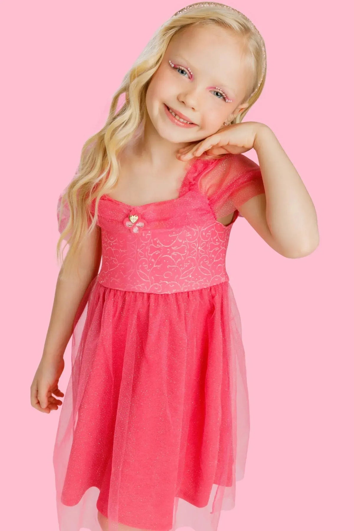 Fantasia de Princesa (Vestido em Malha e Tule Brilho) 97606 Kukiê Infantil Menina