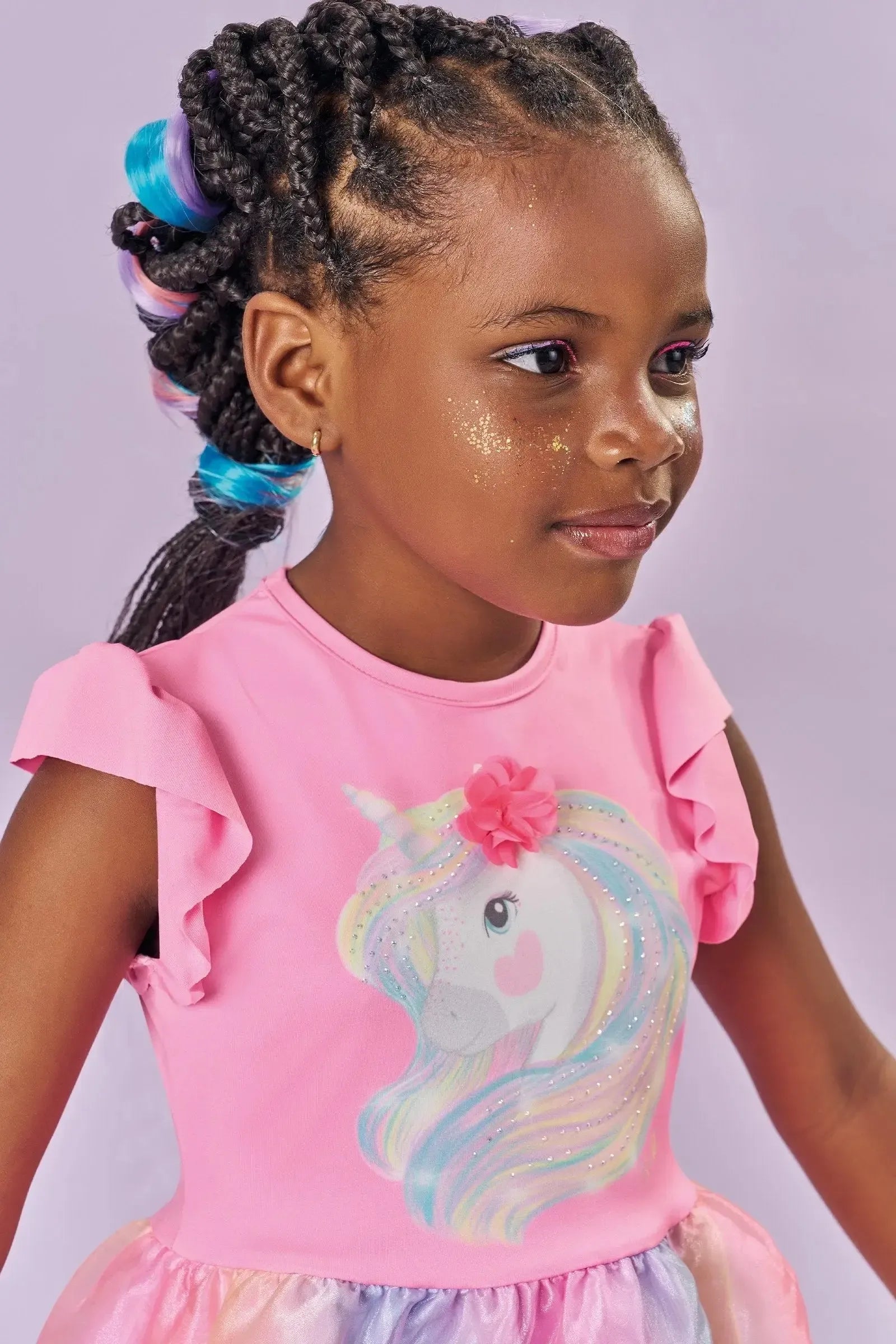 Fantasia de Unicórnio (Vestio em Malha UV Nylon e Organza) 85885 Kukiê Infantil Menina