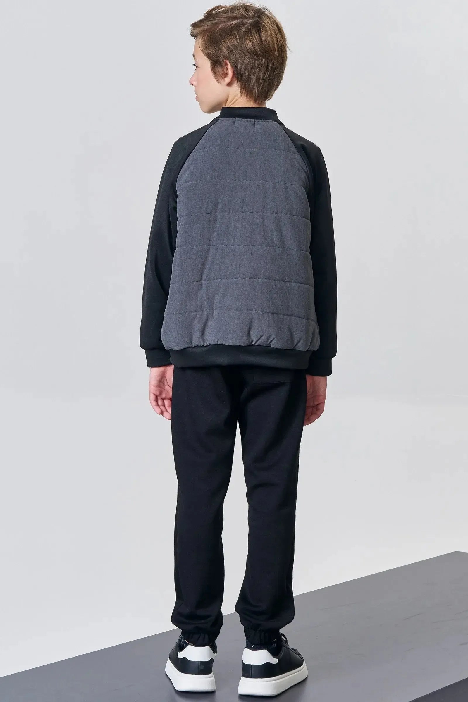 Jaqueta Bomber em Nylon Stripes e Malha Tecnonew com Elastano 89363 Johnny Fox Teen Menino