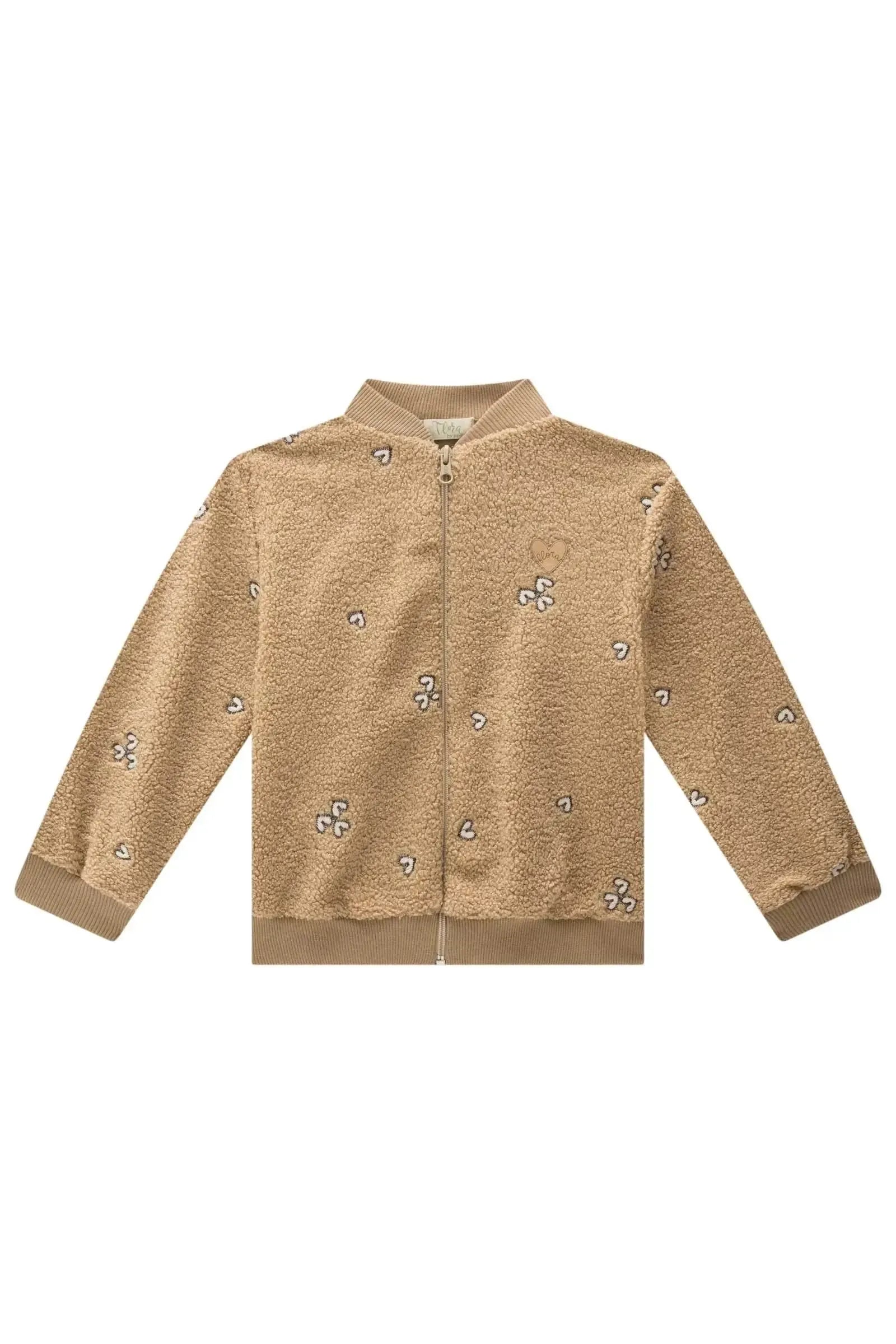 Jaqueta Bomber em Pelo Carneirinho Bordado 90935 Infanti Infantil Menina