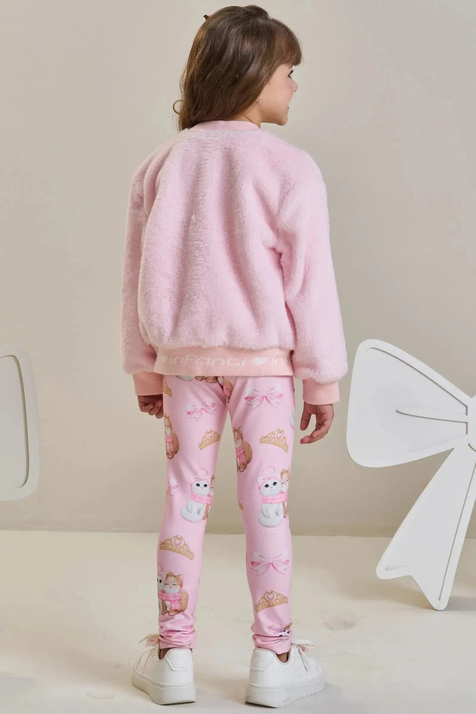Jaqueta Bomber em Pelo Liso 89765 Infanti Infantil Menina