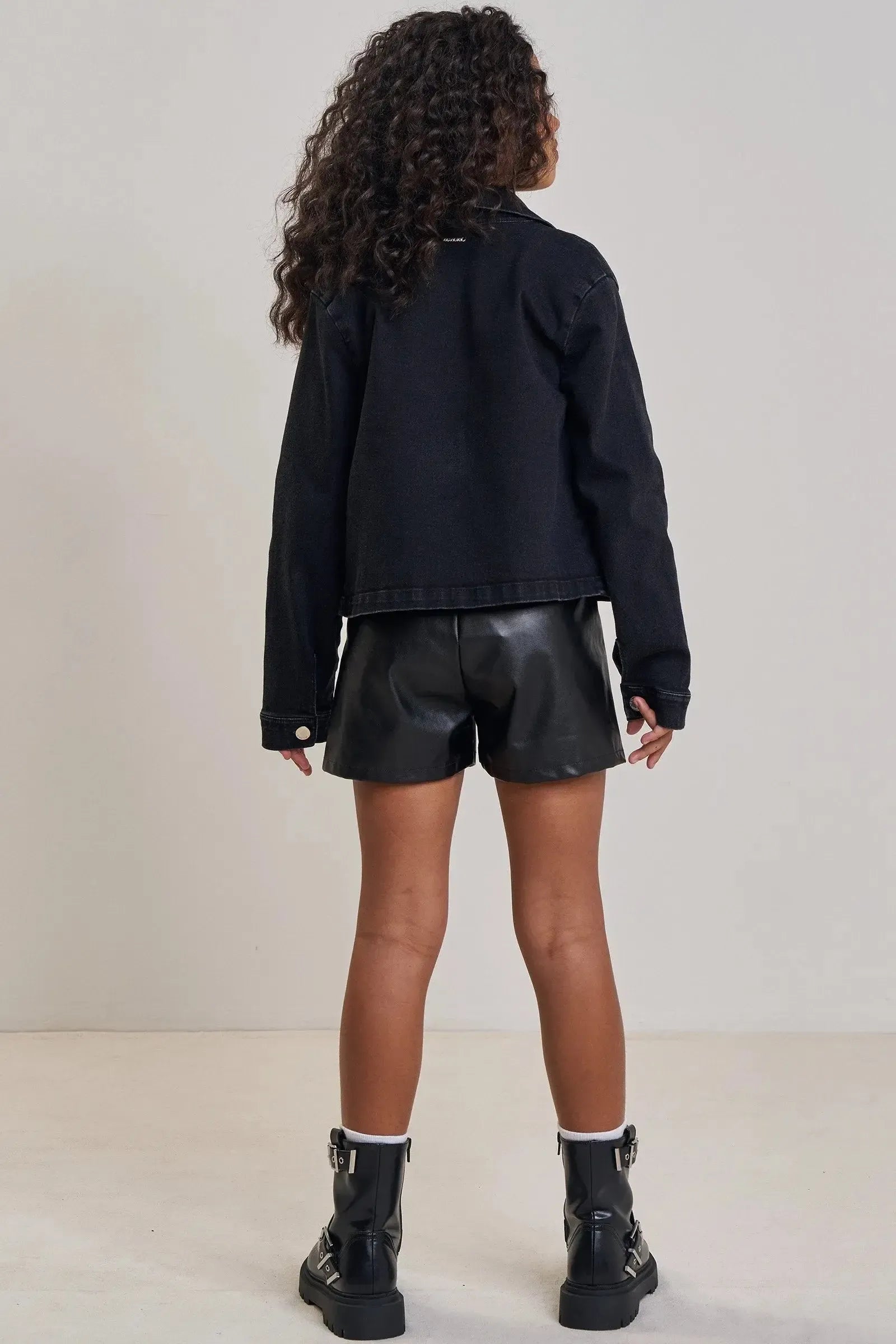 Jaqueta Boxy em Jeans Black com Elastano 89691 Vic&Vicky Teen Menina
