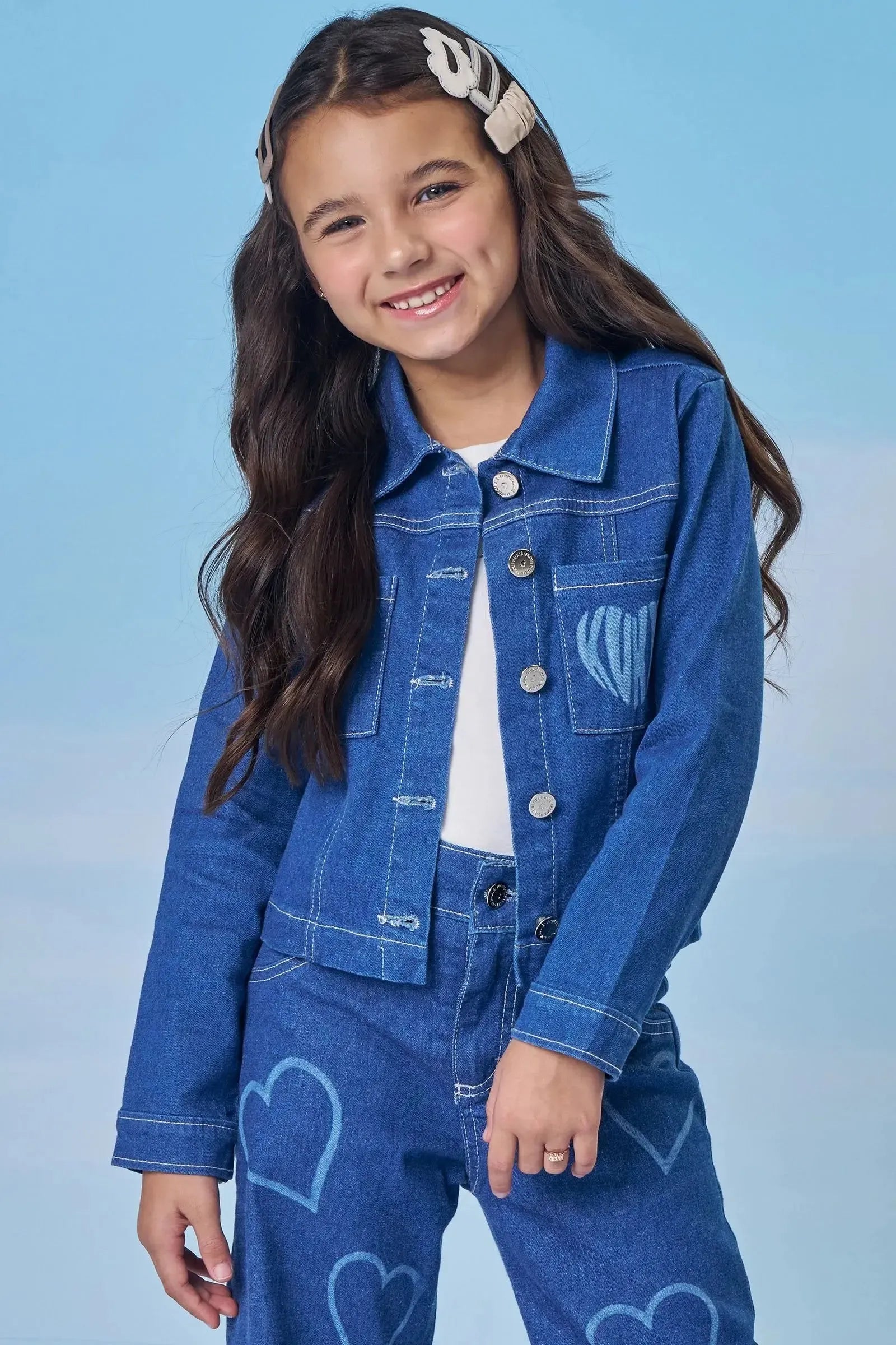 Jaqueta Boxy em Jeans com Elastano 89902 Kukiê Infantil Menina