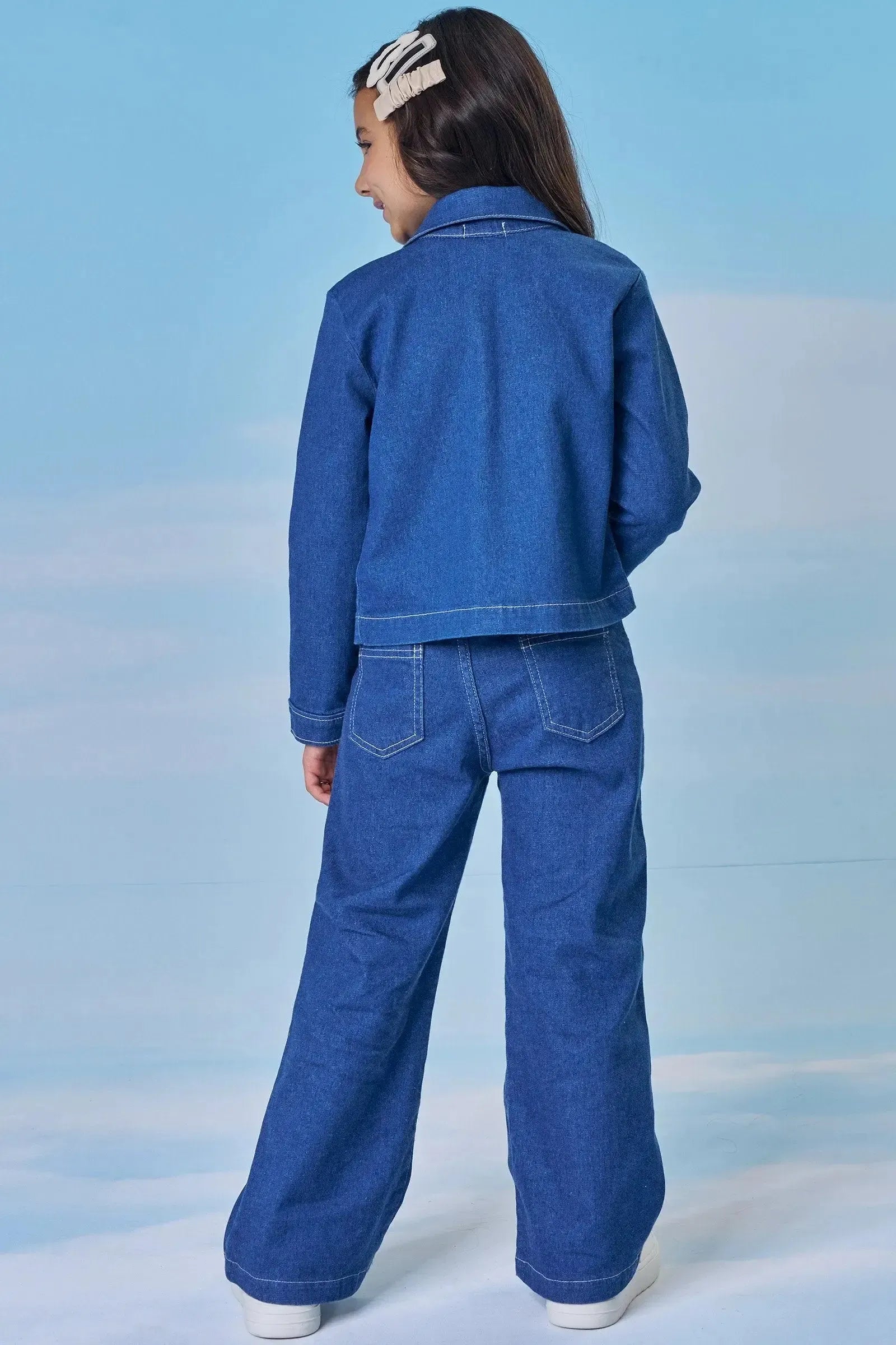 Jaqueta Boxy em Jeans com Elastano 89902 Kukiê Infantil Menina