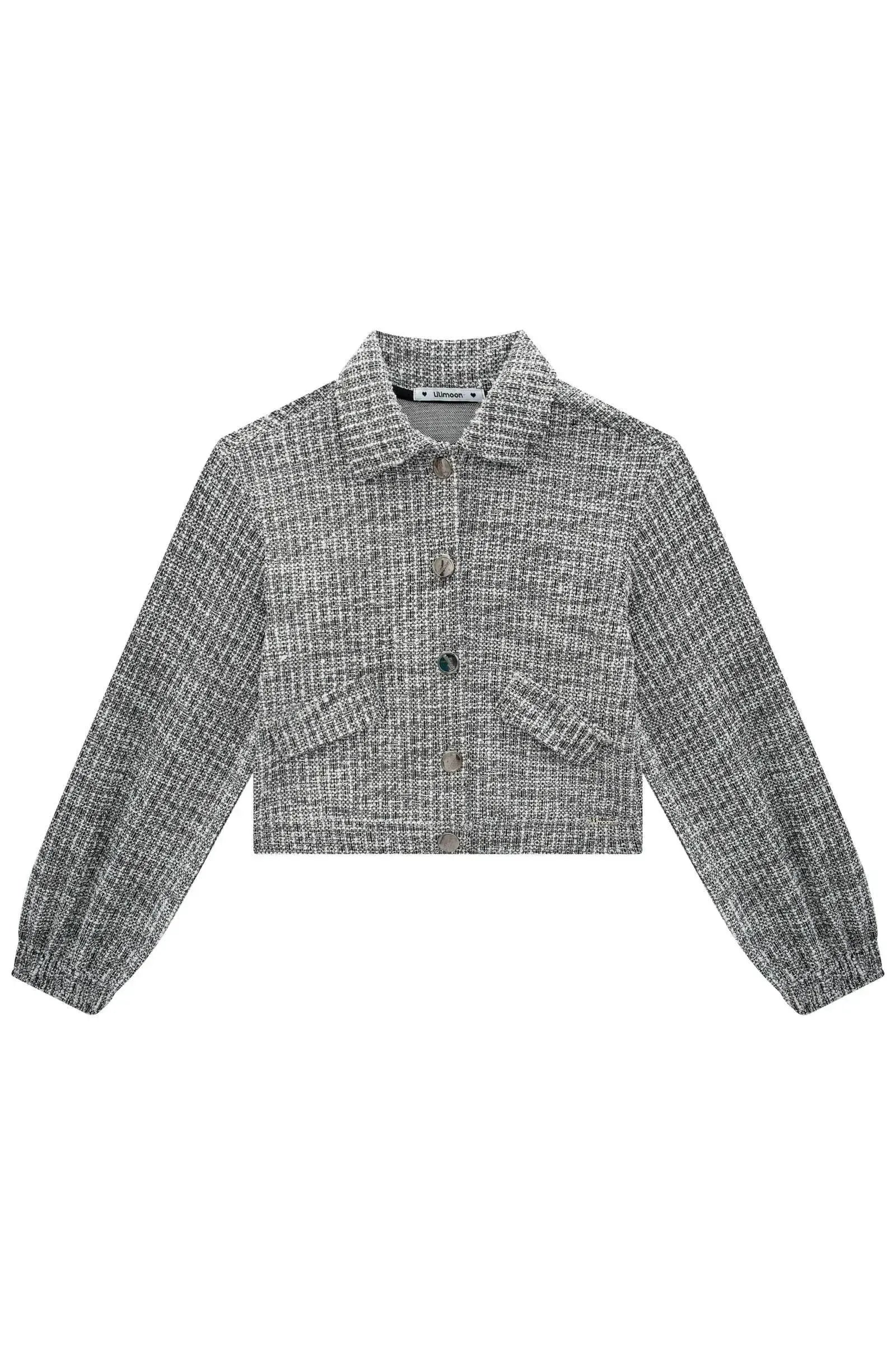 Jaqueta Boxy em Tweed London 89415 Lilimoon Teen Menina
