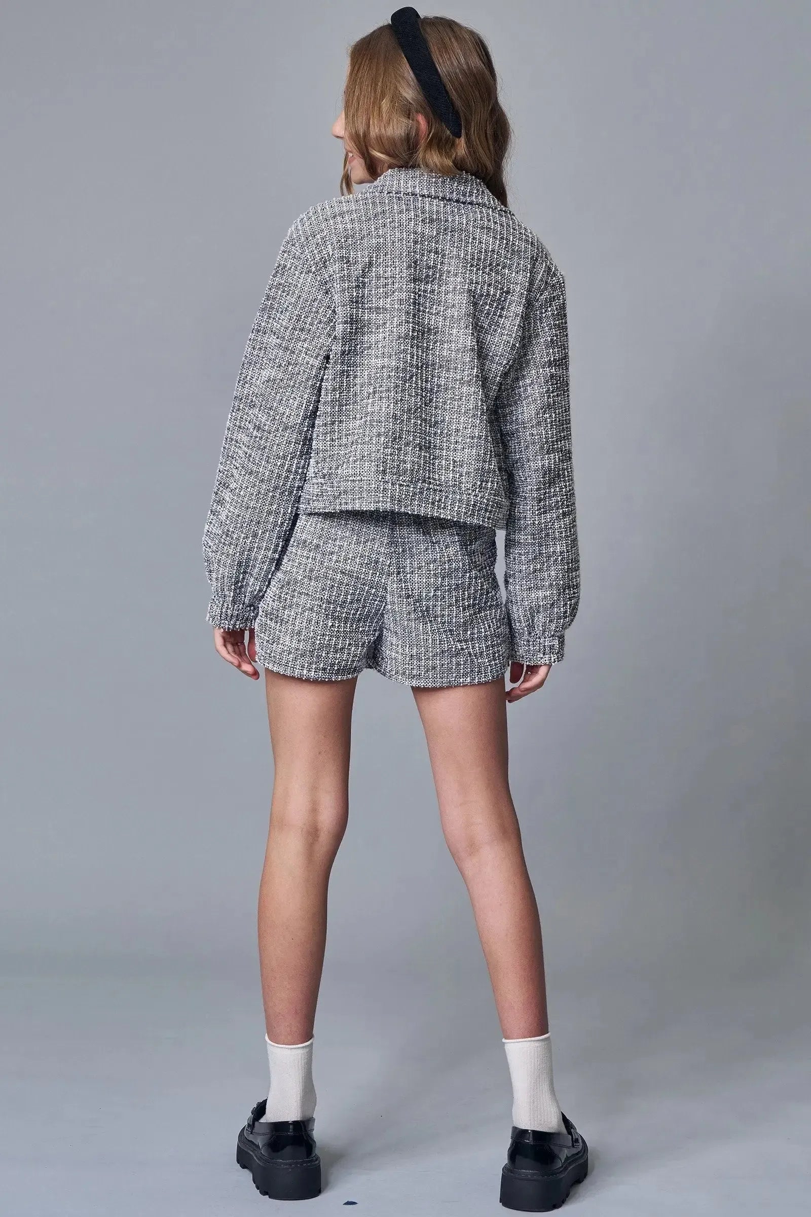 Jaqueta Boxy em Tweed London 89415 Lilimoon Teen Menina