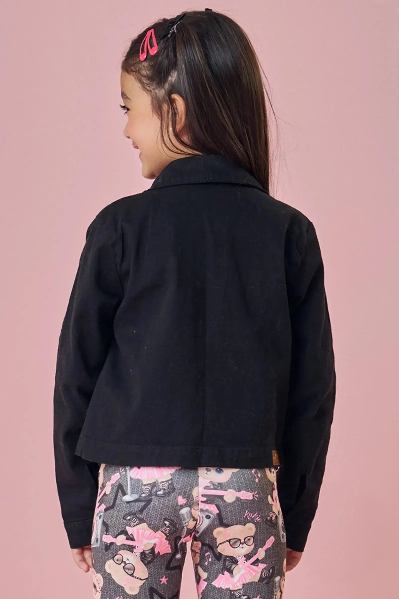 Jaqueta Boxy Over em Sarja com Elastano 89873 Kukiê Infantil Menina