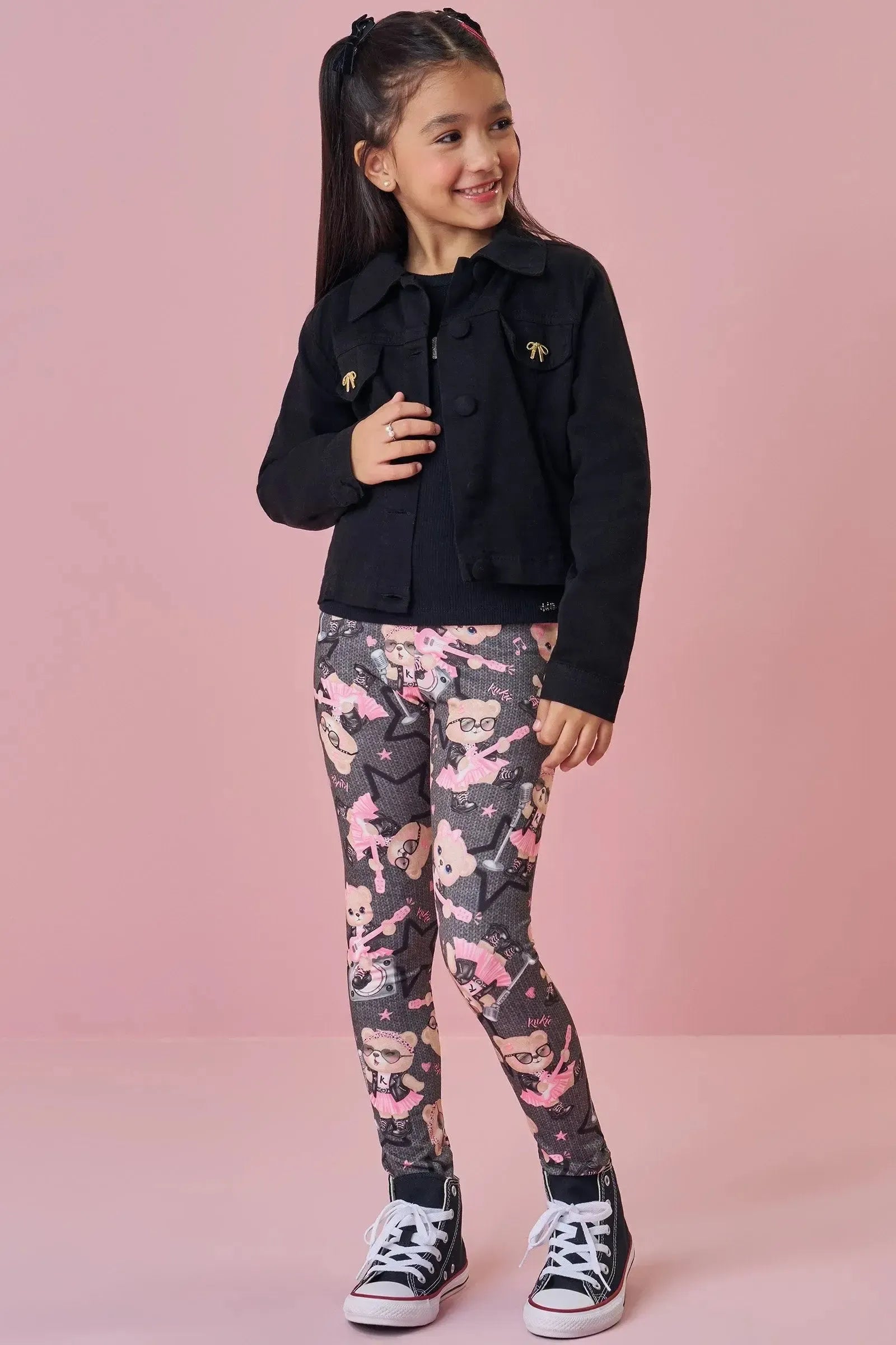 Jaqueta Boxy Over em Sarja com Elastano 89873 Kukiê Infantil Menina