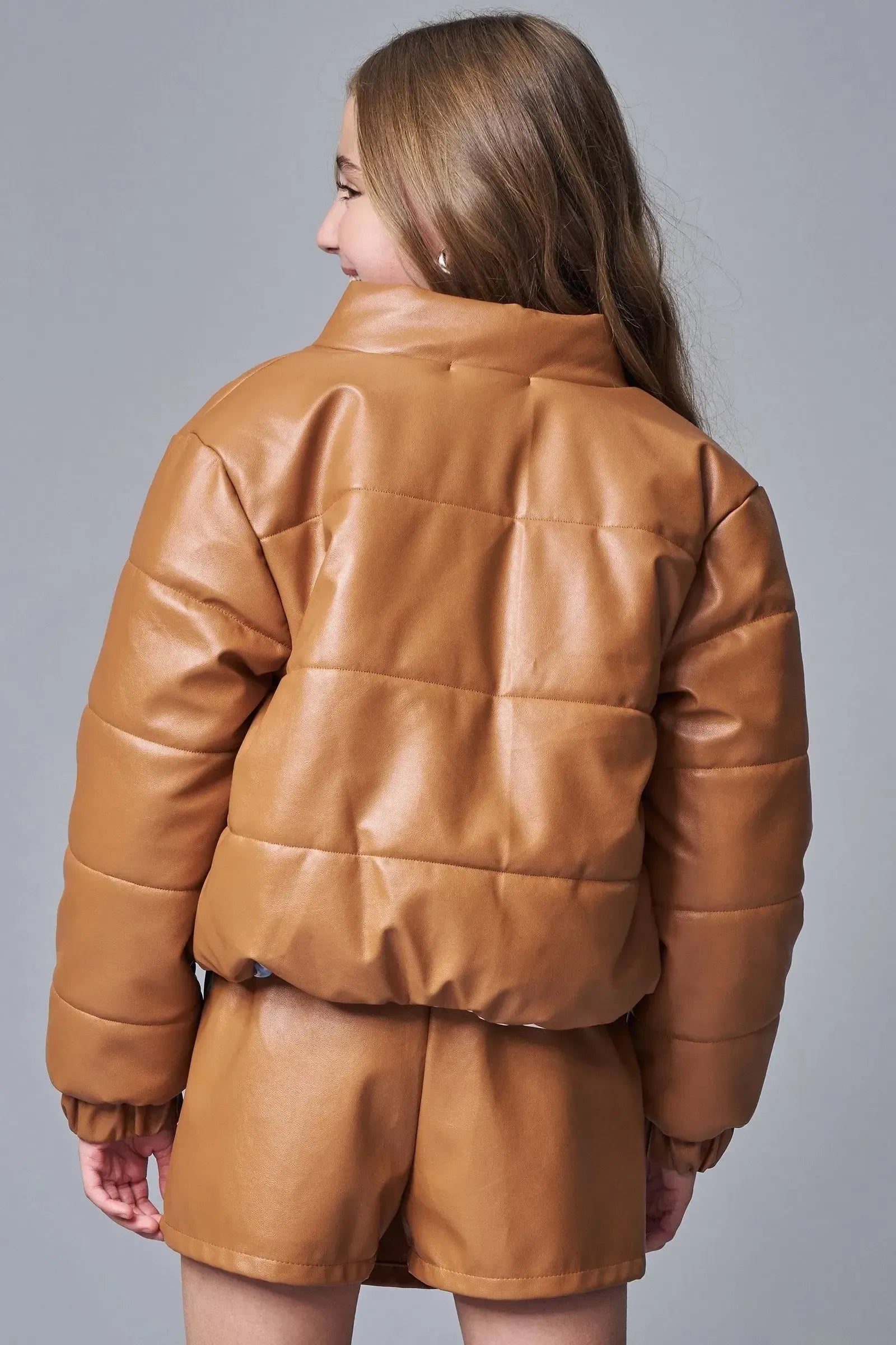 Jaqueta Boxy Puffer em Couro Sintético 89339 Lilimoon Teen Menina