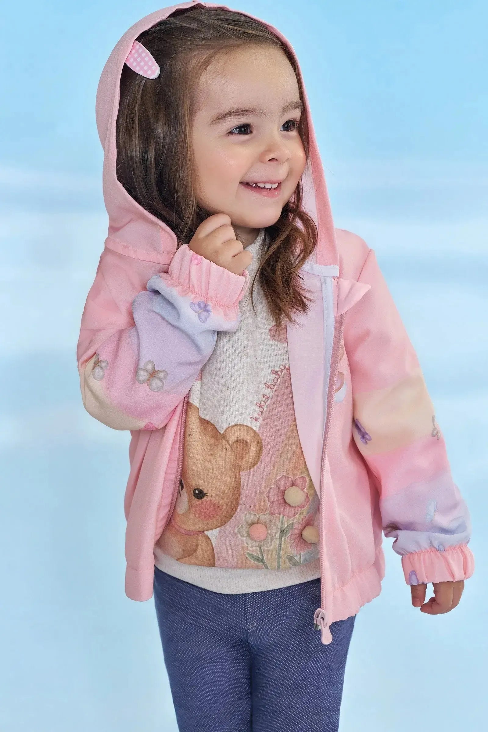 Jaqueta Corta Vento em Nylon Ergonomic com Elastano 90878 Kukiê Bebê Menina