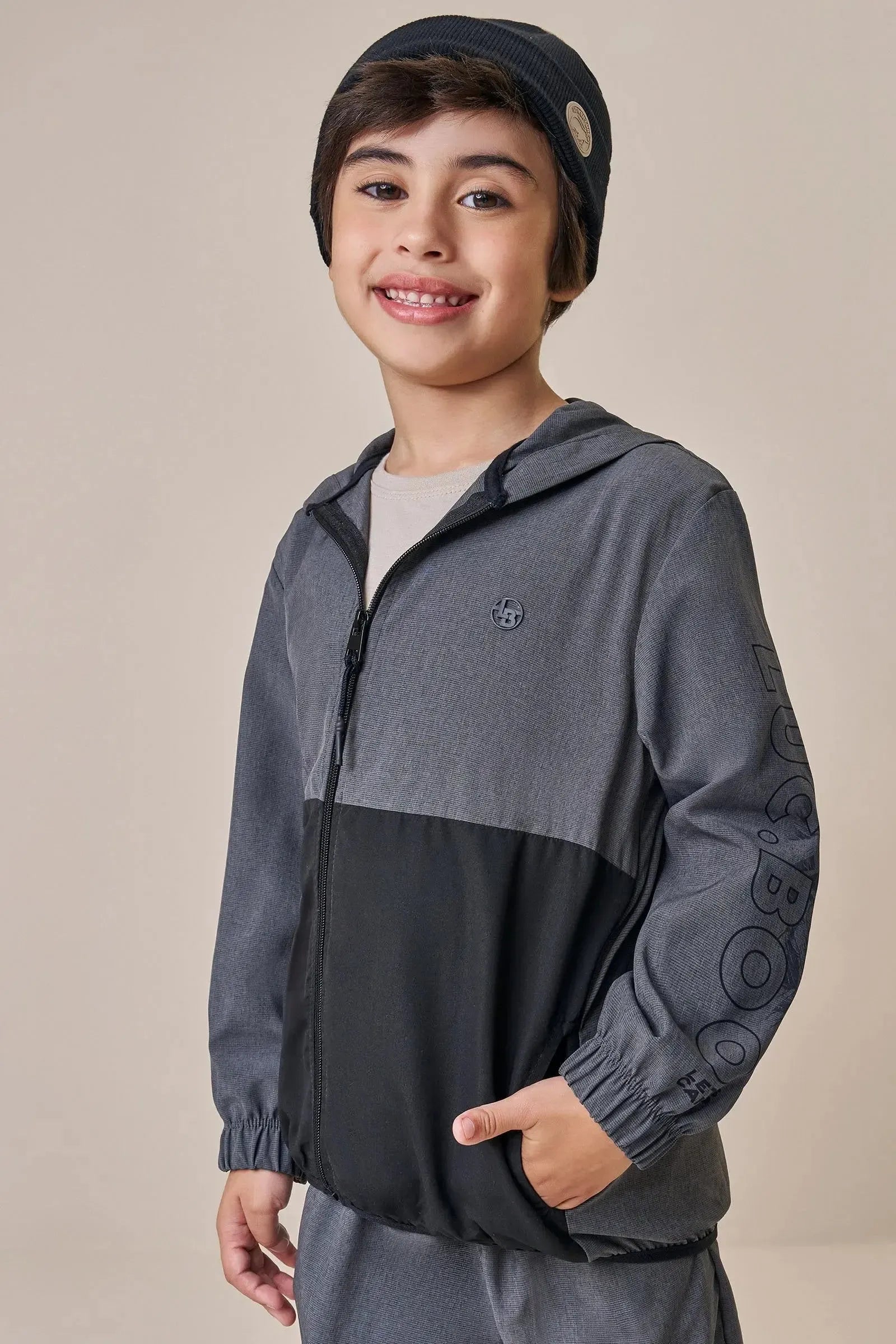 Jaqueta Corta Vento em Nylon Mesclado com Elastano 89544 LucBoo Infantil Menino