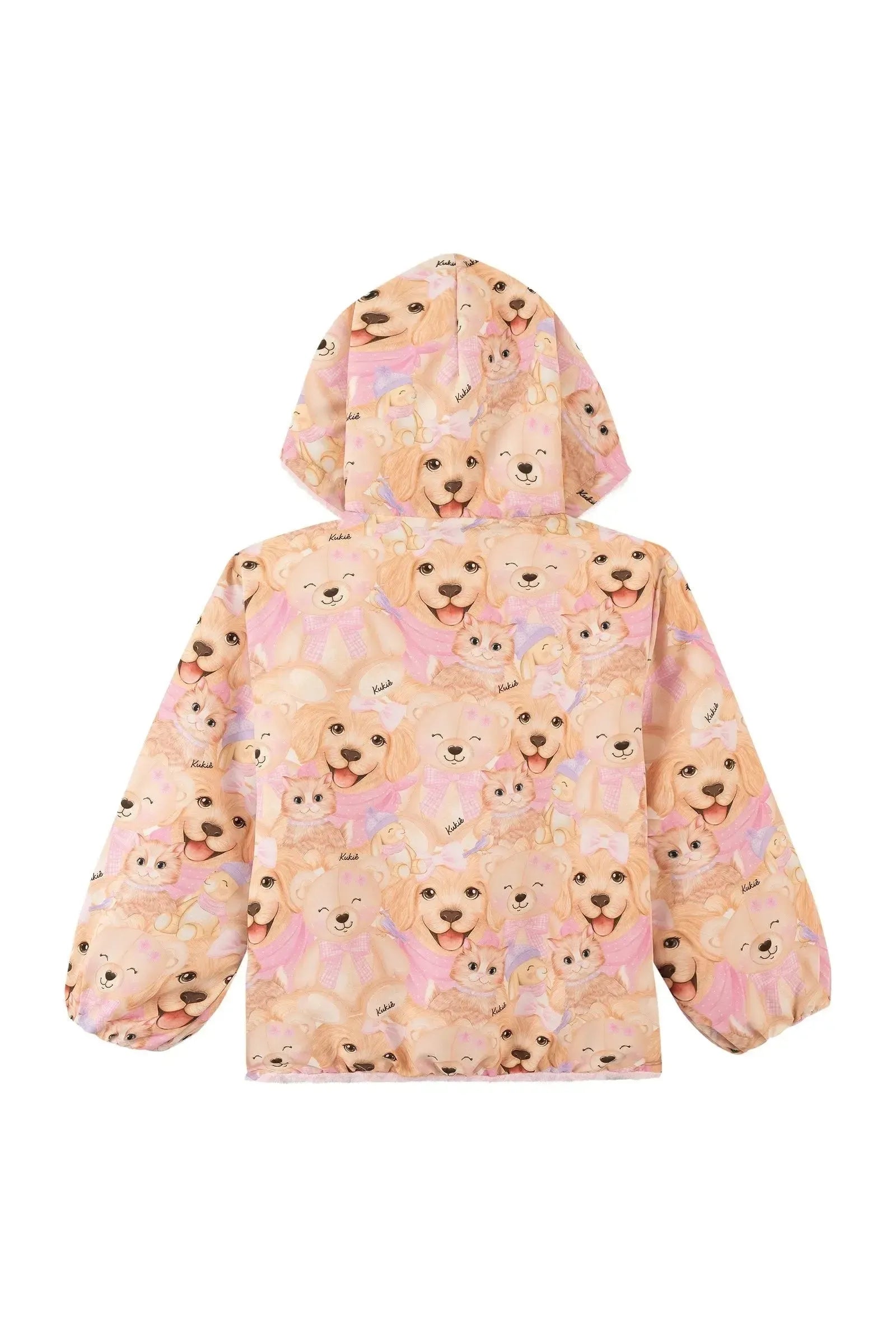 Jaqueta Dupla Face em Nylon Forrada com Pelo Carneirinho 89880 Kukiê Infantil Menina