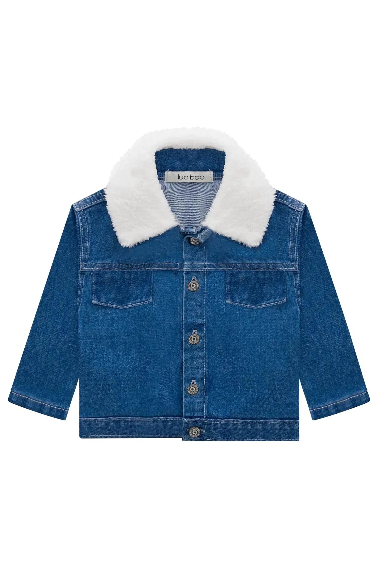 Jaqueta em Jeans Arkansas e Gola Removível em Pelo Carneirinho 71501 LucBoo