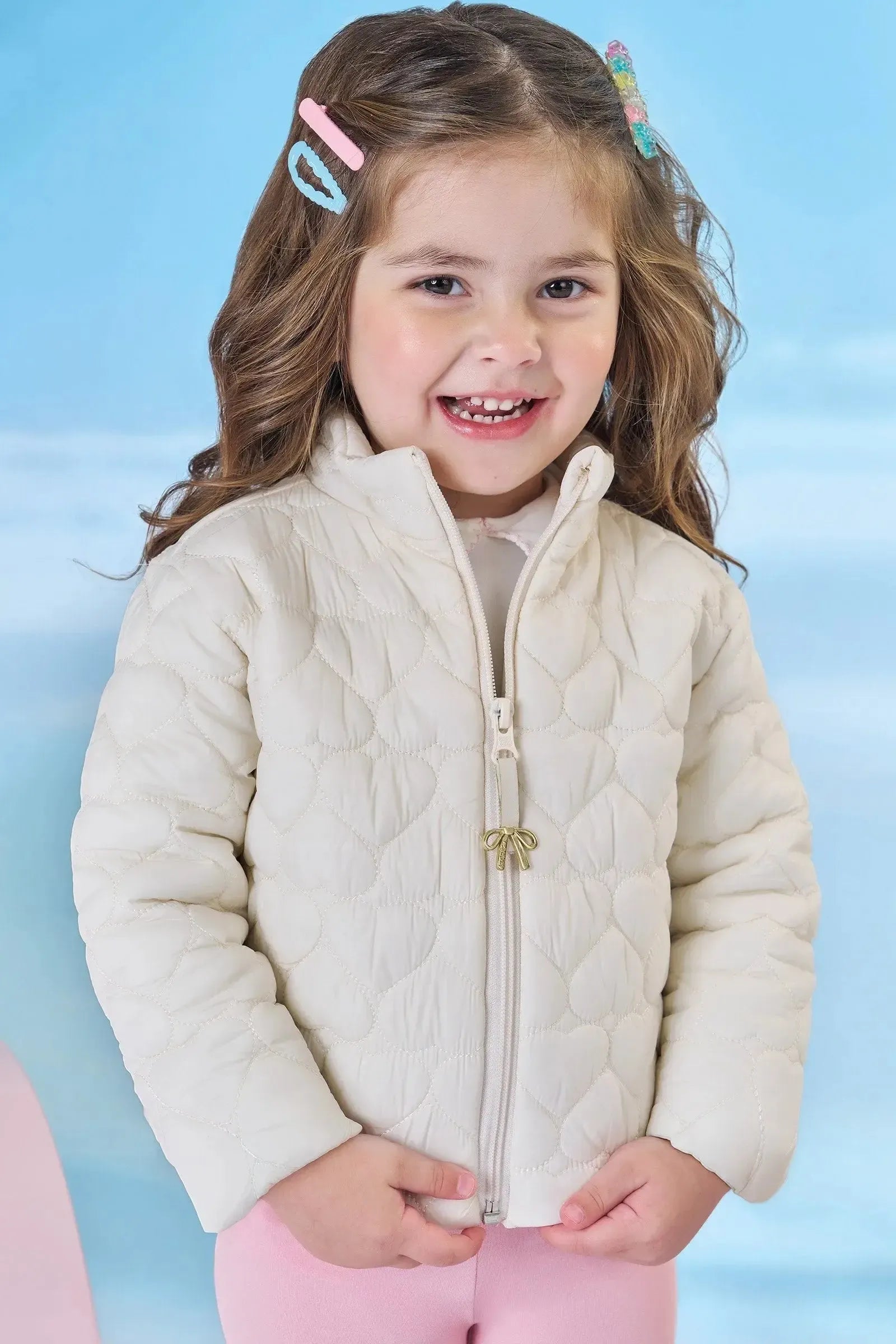 Jaqueta em Matelassê Corações 90872 Kukiê Bebê Menina