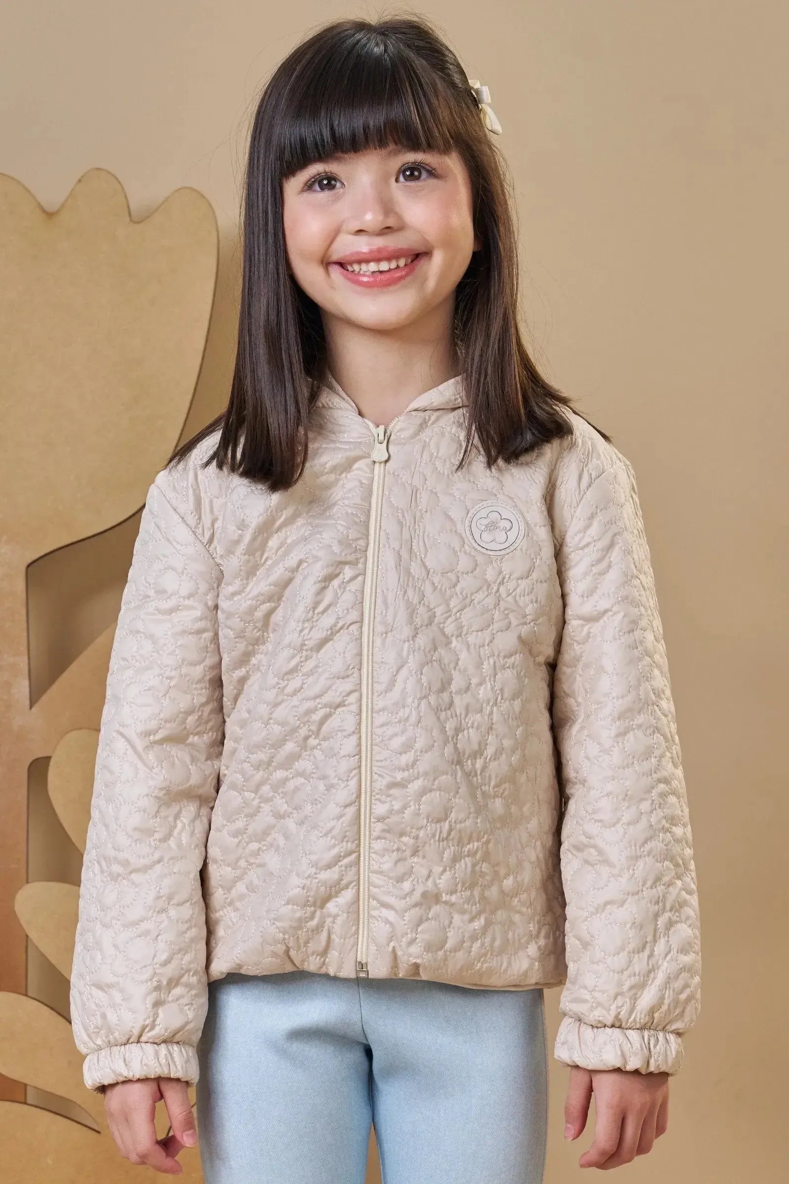 Jaqueta em Matelassê Flores 90931 Infanti Infantil Menina