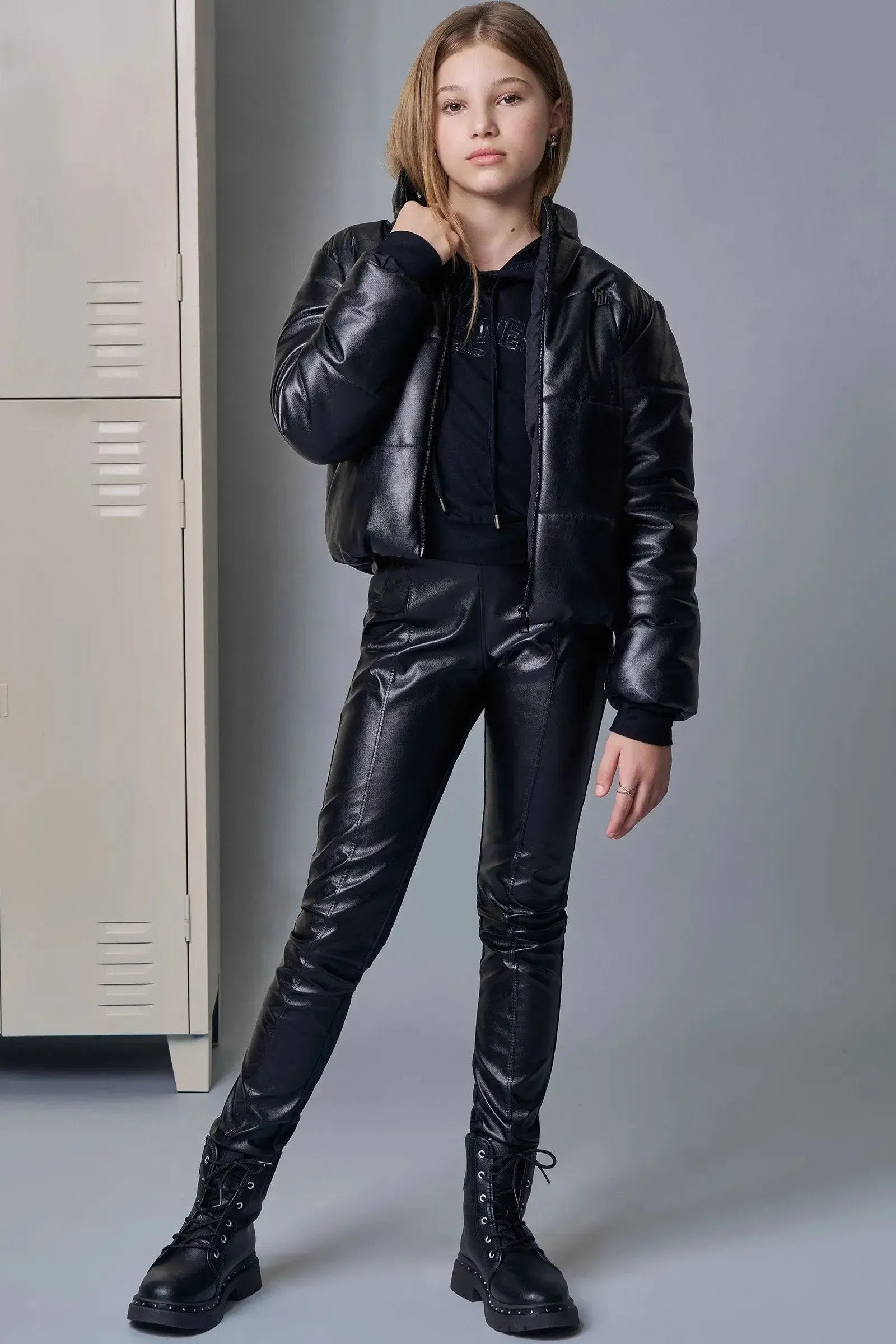 Jaqueta Puffer em Couro Sintético 89332 Lilimoon Teen Menina