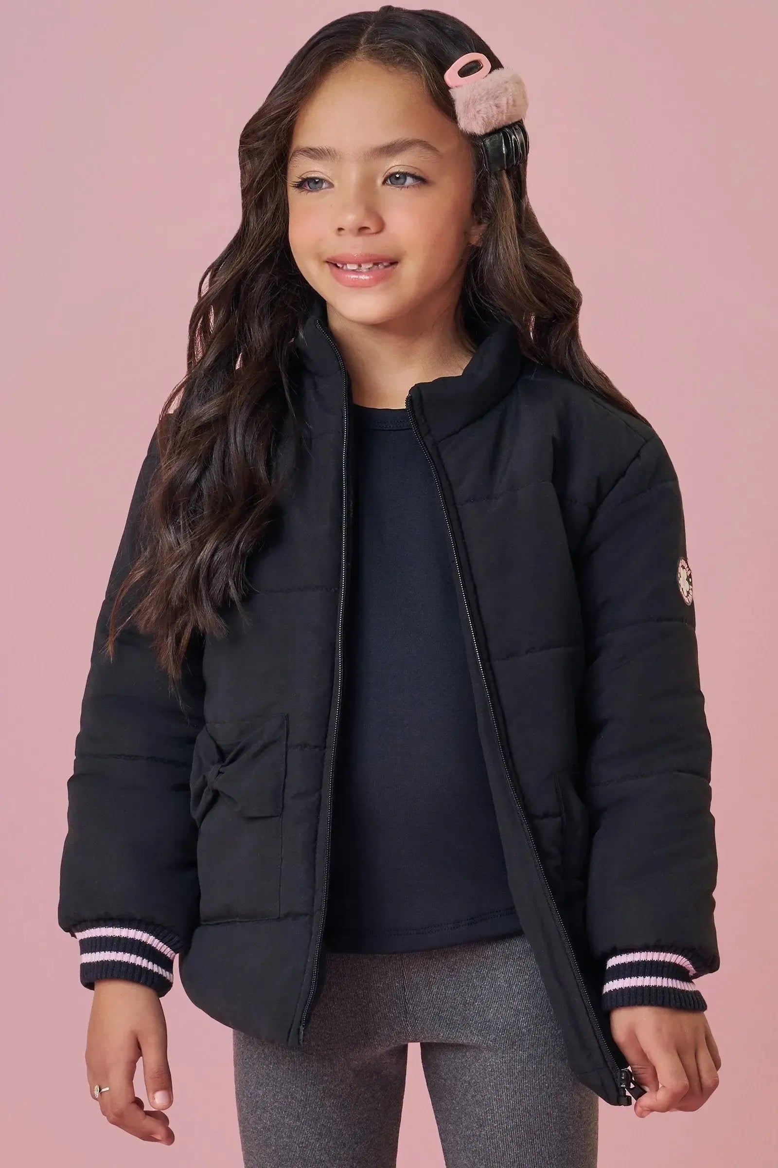 Jaqueta Puffer em Nylon 89238 Kukiê Infantil Menina