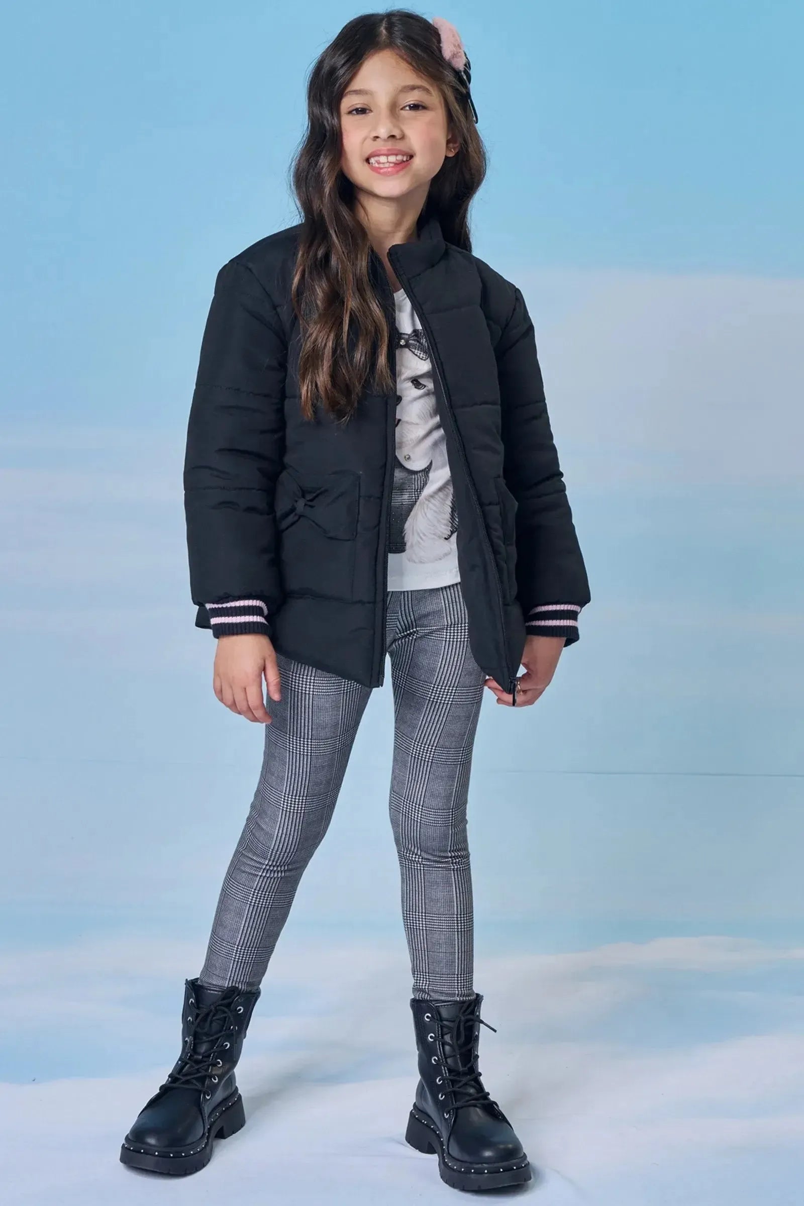 Jaqueta Puffer em Nylon 89238 Kukiê Infantil Menina