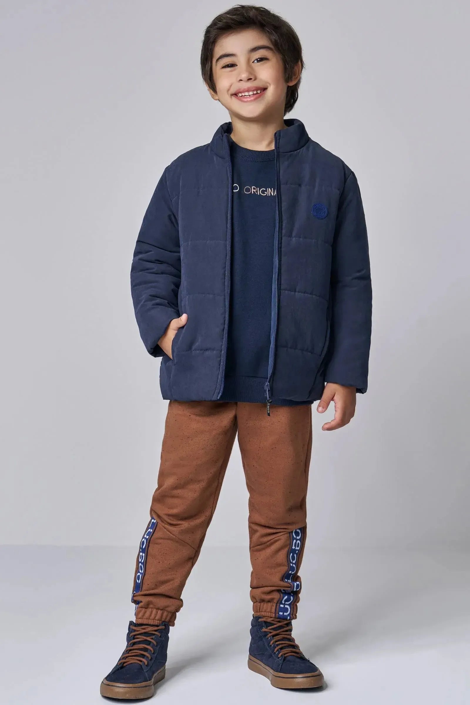 Jaqueta Puffer em Tecido Cupro 89540 LucBoo Infantil Menino