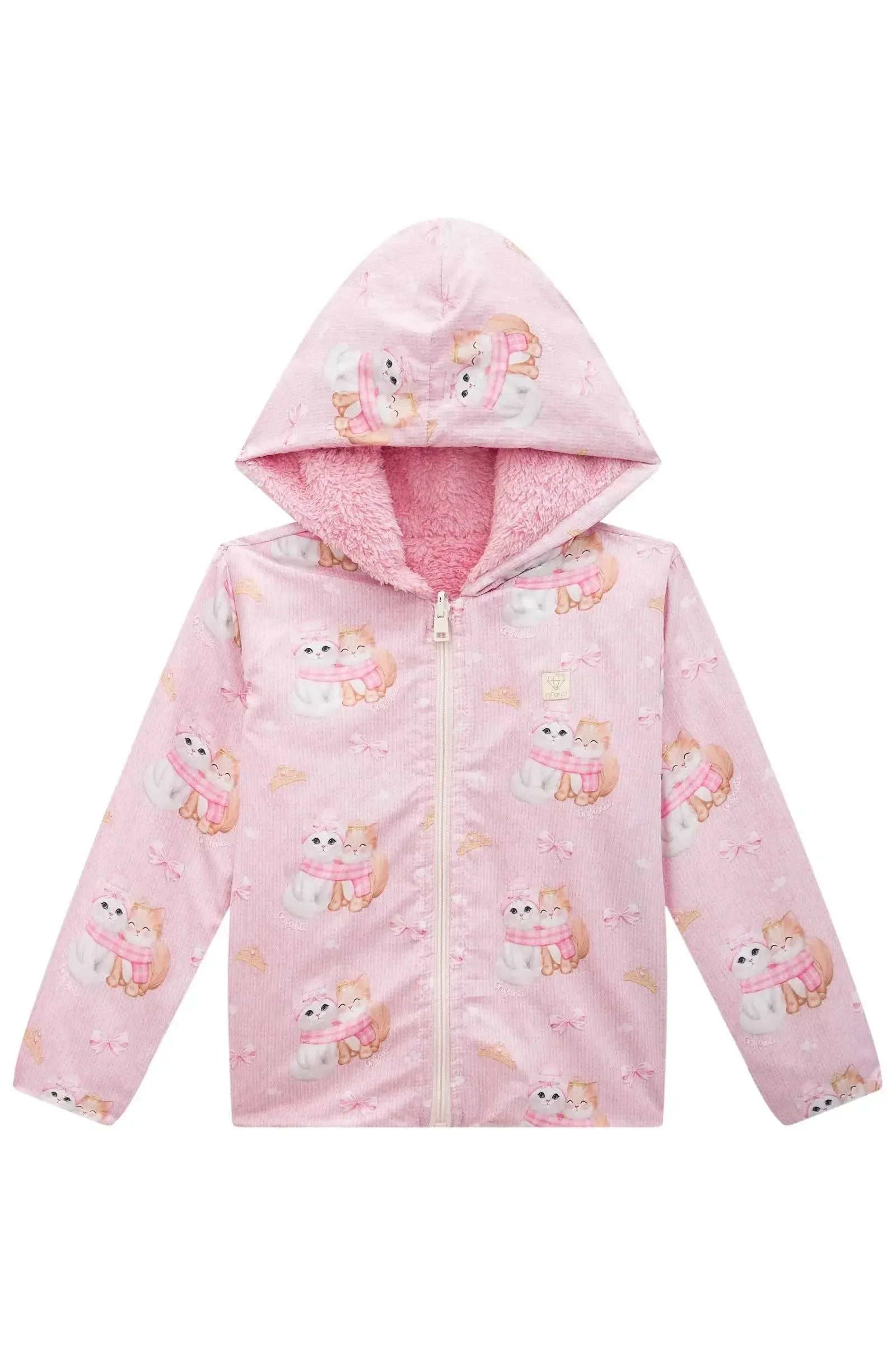 Jaqueta Reversível em Nylon e Pelo Carneirinho 89763 Infanti Infantil Menina