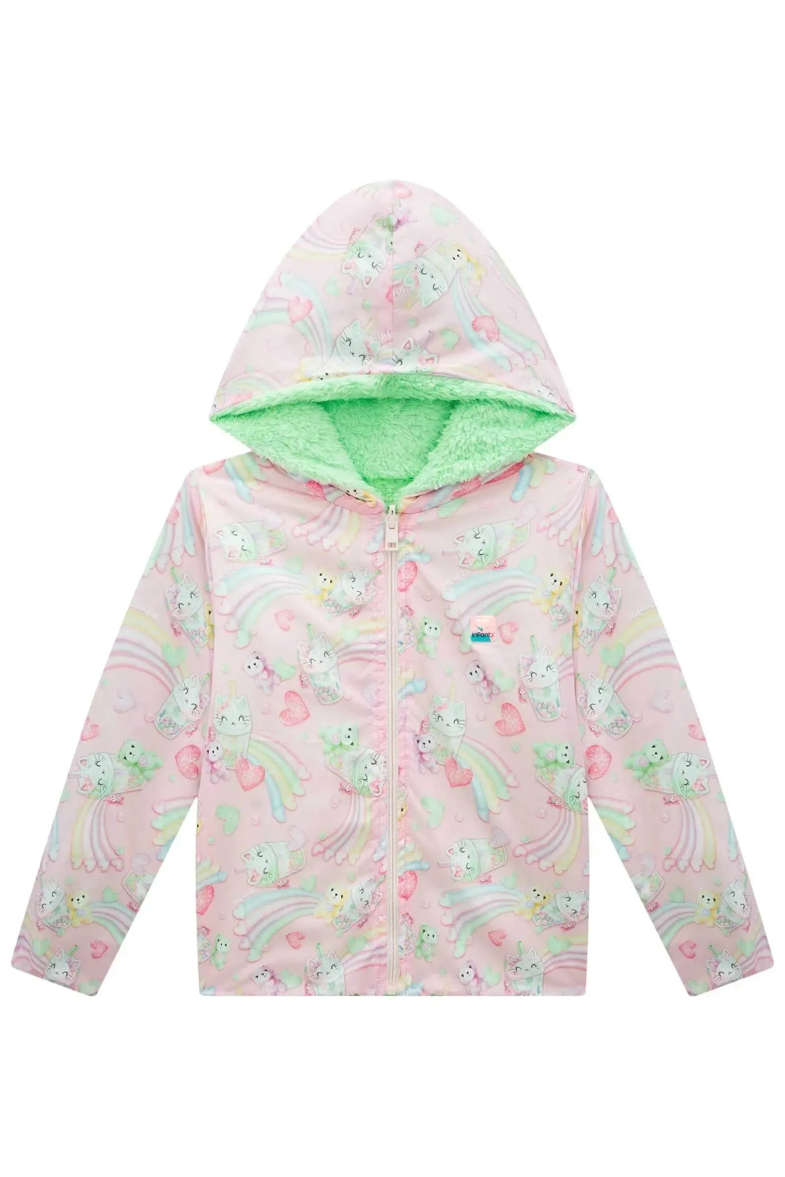 Jaqueta Reversível em Nylon e Pelo Carneirinho 92166 Infanti Infantil Menina