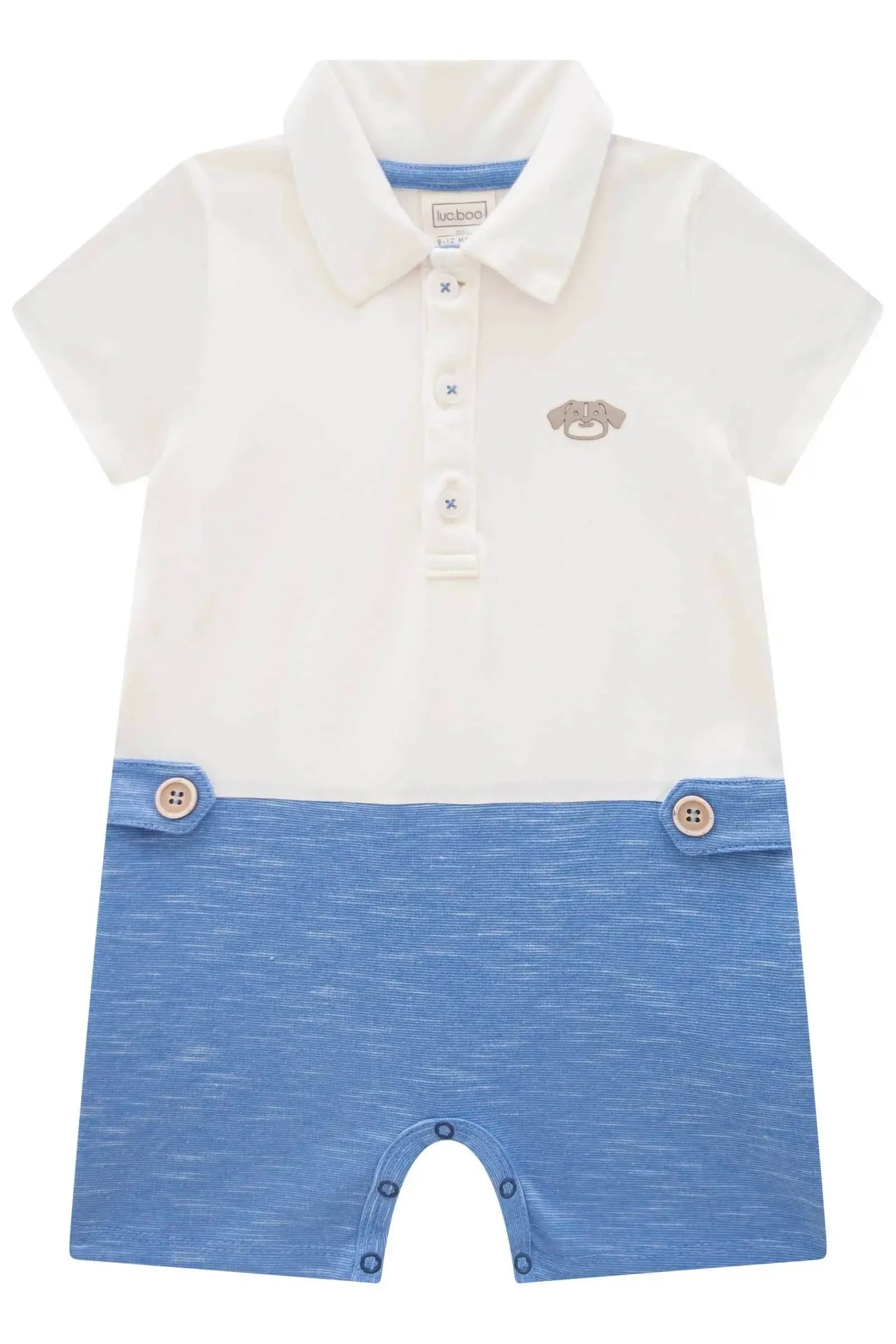 Macacão em Cotton e Malha Bicolor 84736 LucBoo Bebê Menino