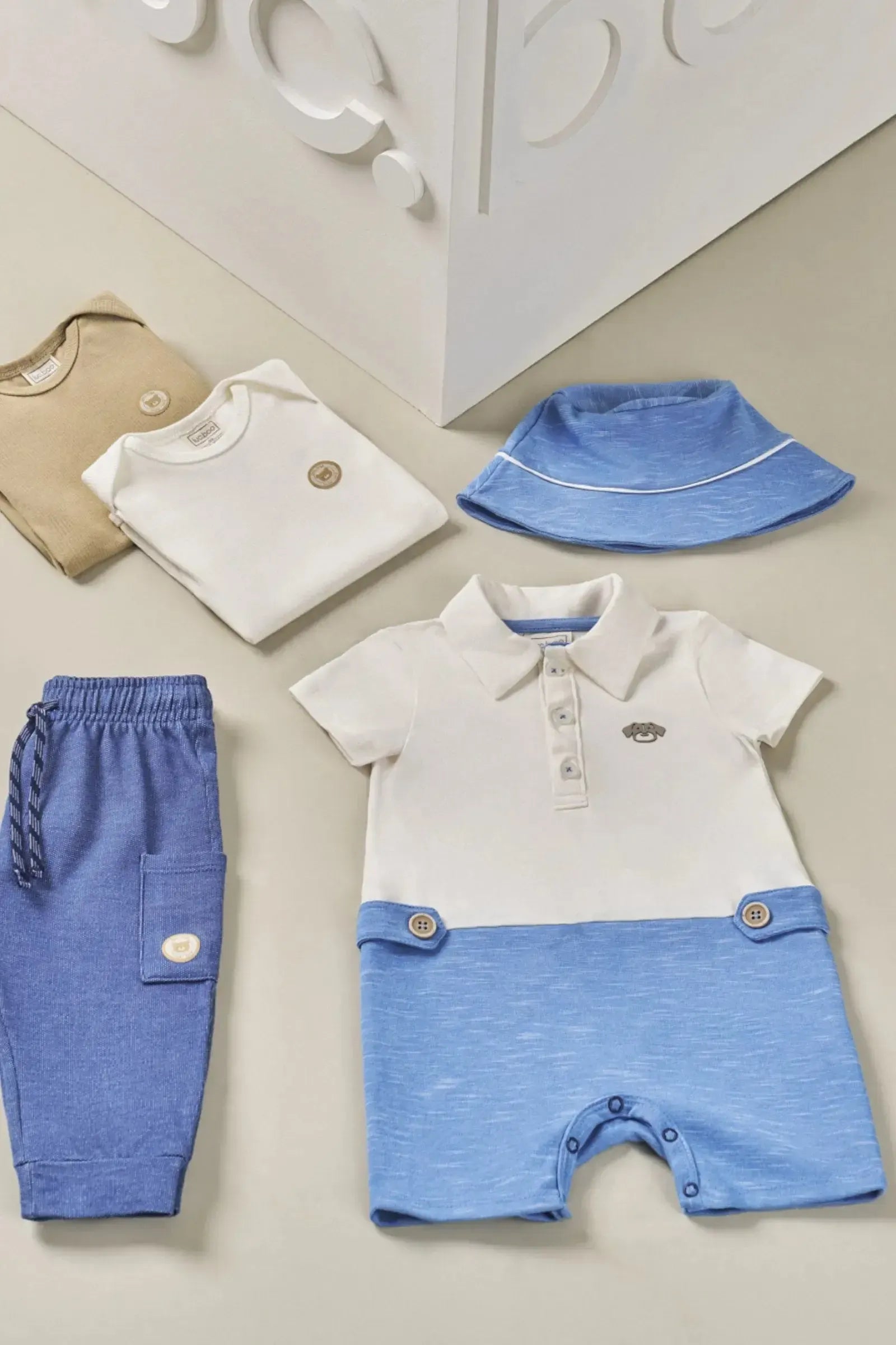 Macacão em Cotton e Malha Bicolor 84736 LucBoo Bebê Menino
