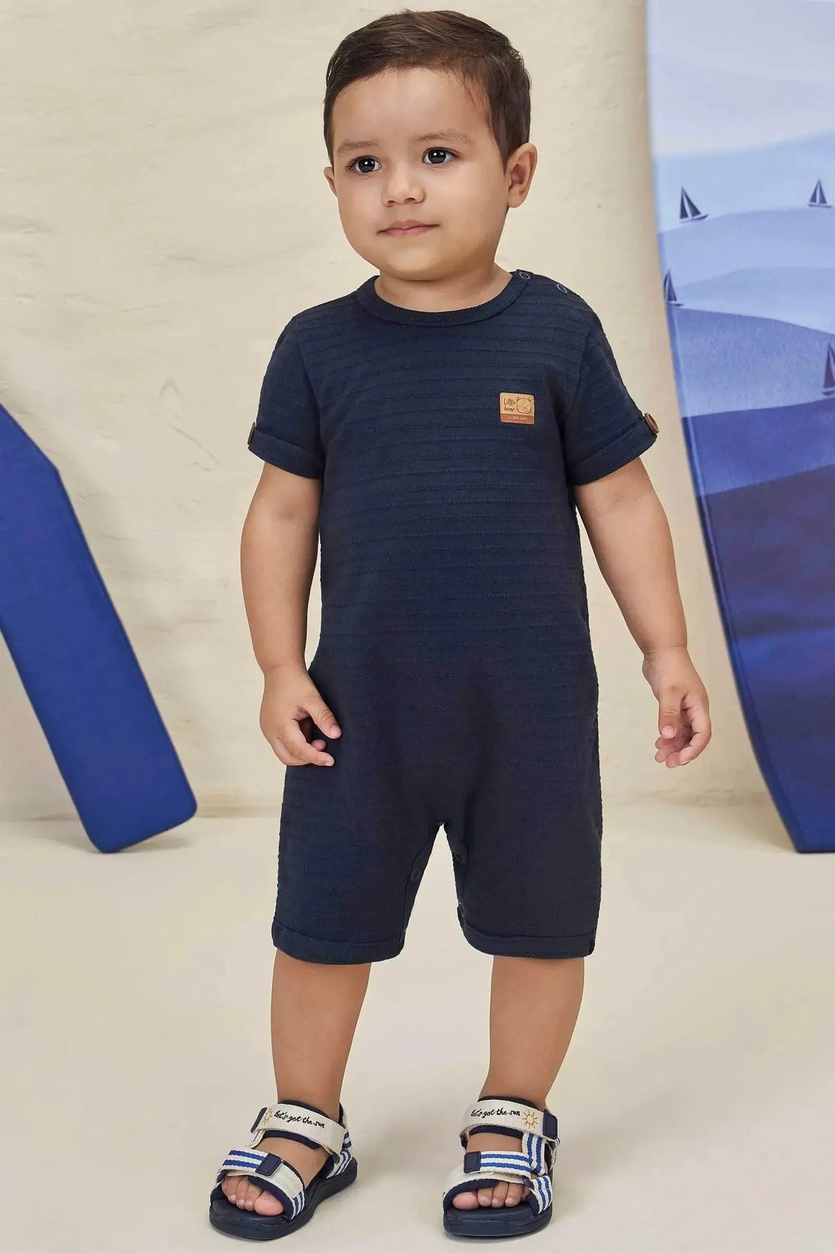 Macacão em Malha Textura 98225 LucBoo Bebê Menino