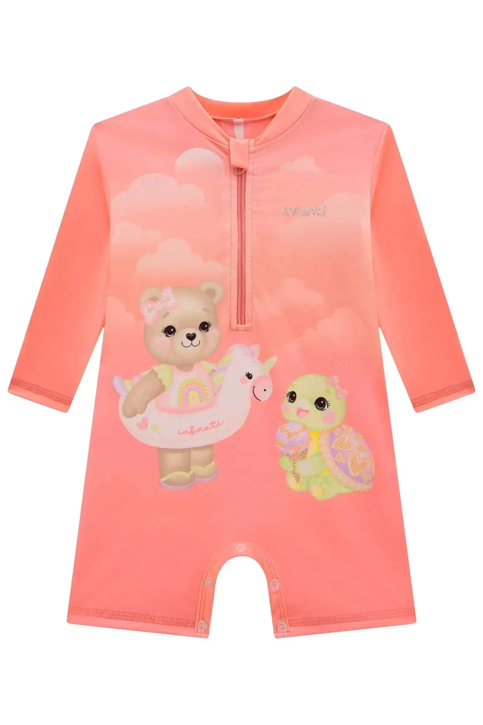 Macacão em Malha UV Dry com Proteção UV 50+ 95603 Infanti Bebê Menina