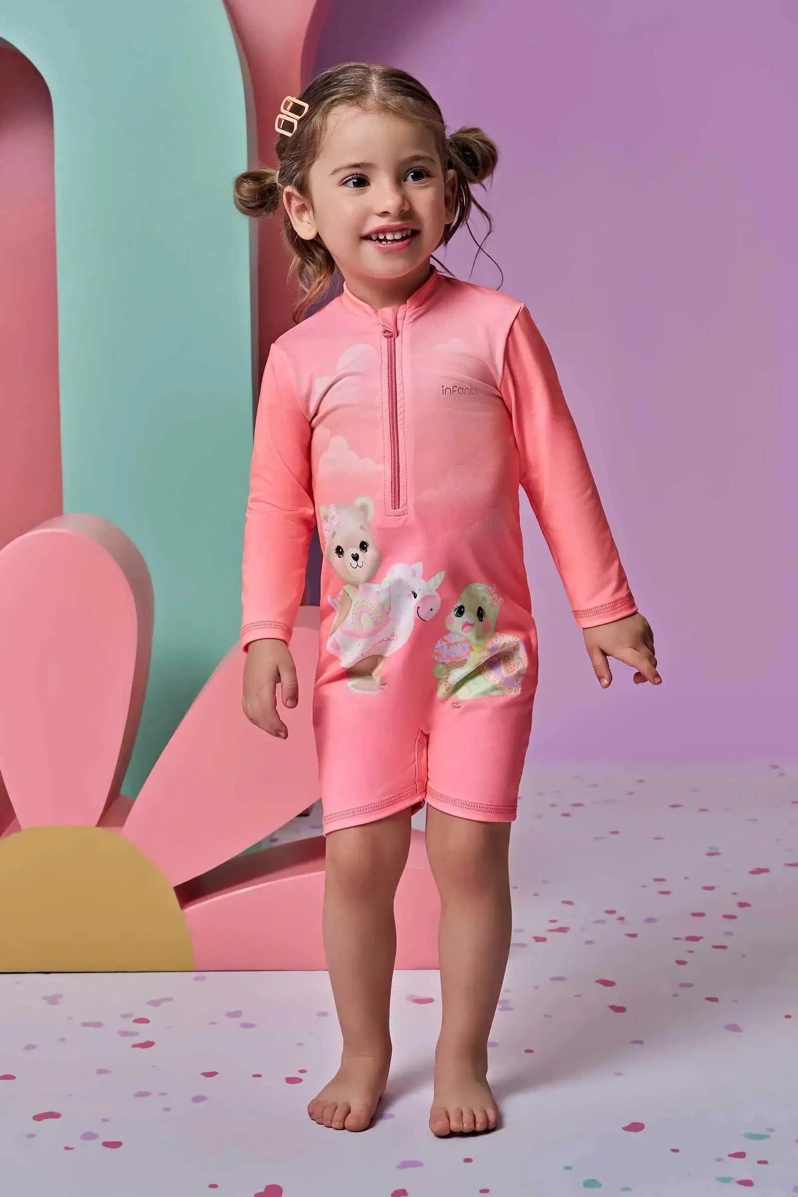Macacão em Malha UV Dry com Proteção UV 50+ 95603 Infanti Bebê Menina
